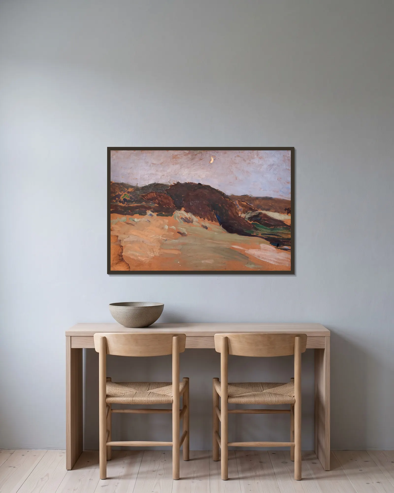 Landscape Varberg av Richard Bergh inramad på en vägg