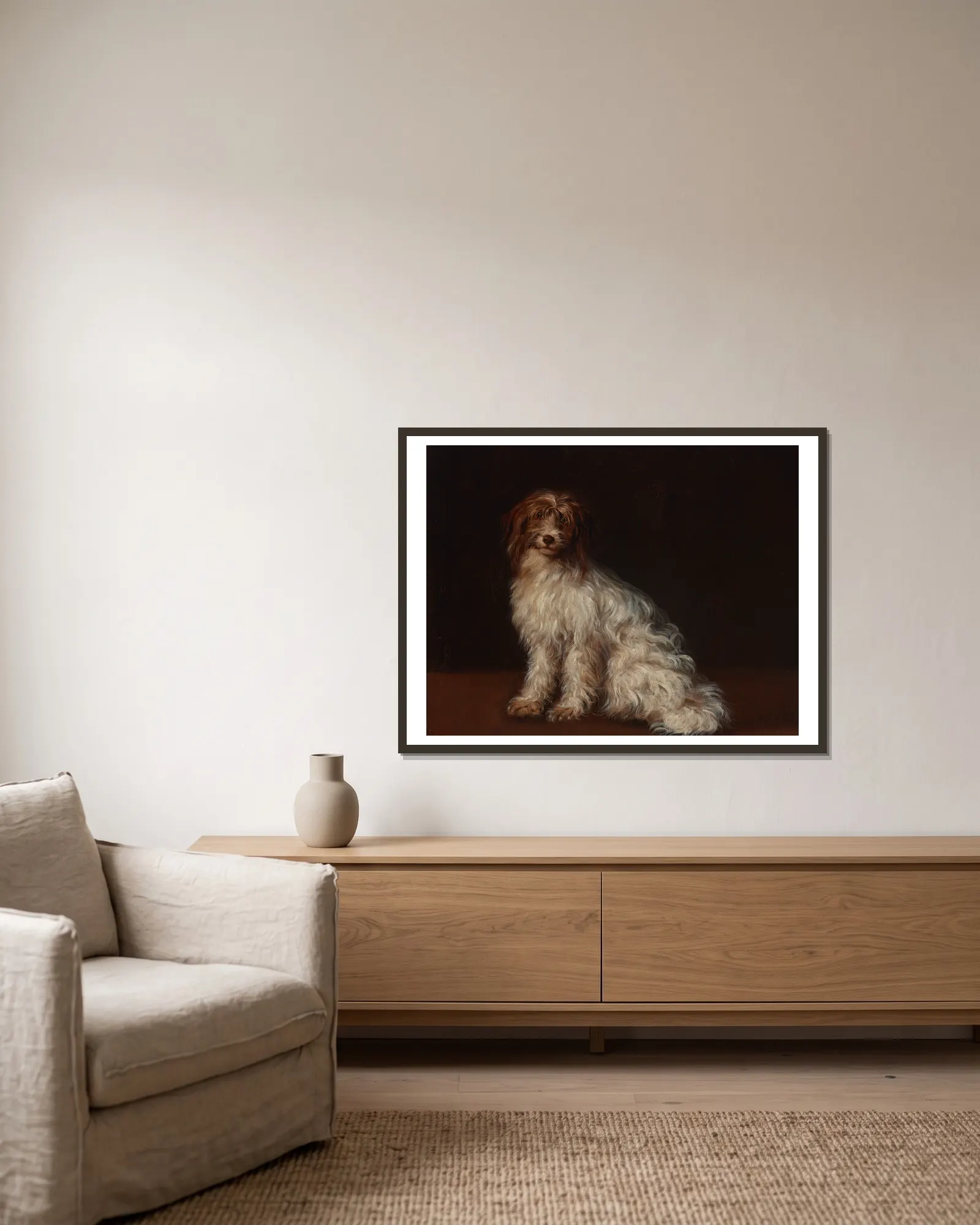 A long-haired terrier av Richard Cosway inramad på en vägg