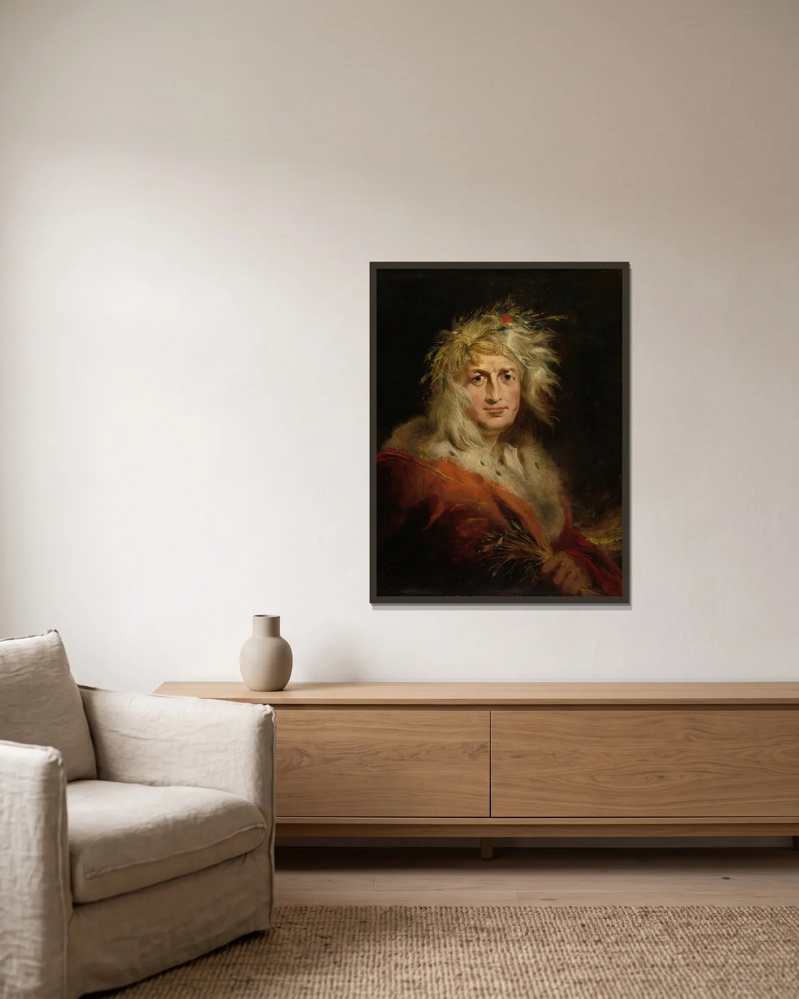 David Garrick as King Lear av Richard Westall inramad på en vägg