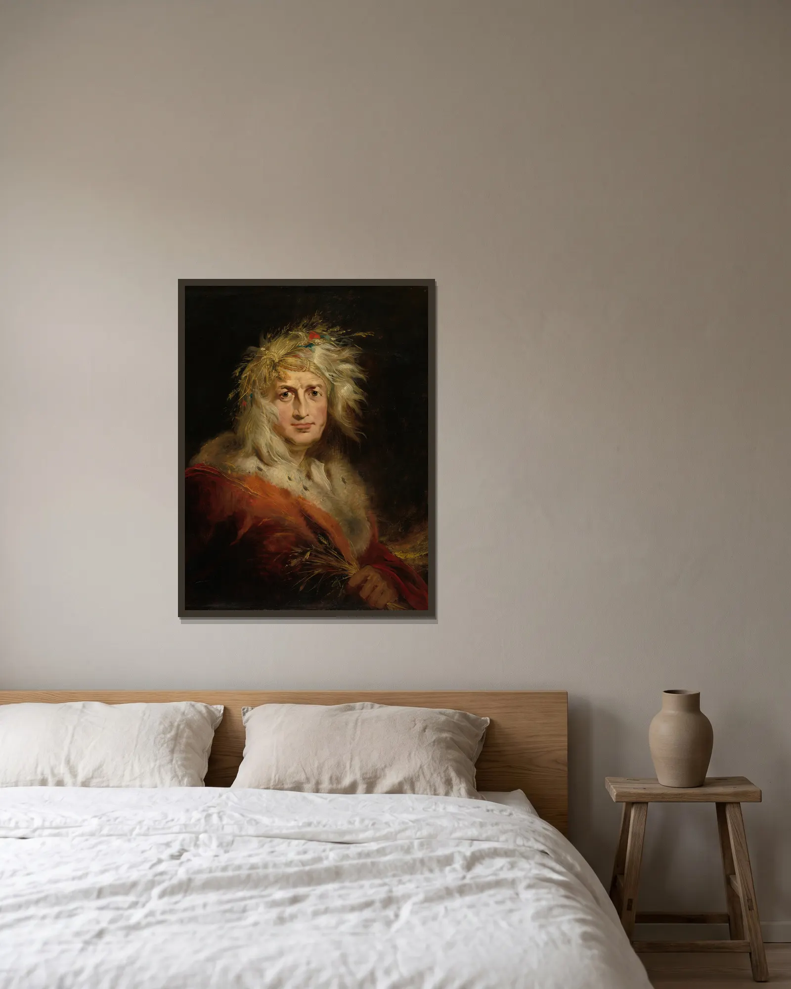 David Garrick as King Lear av Richard Westall inramad på en vägg