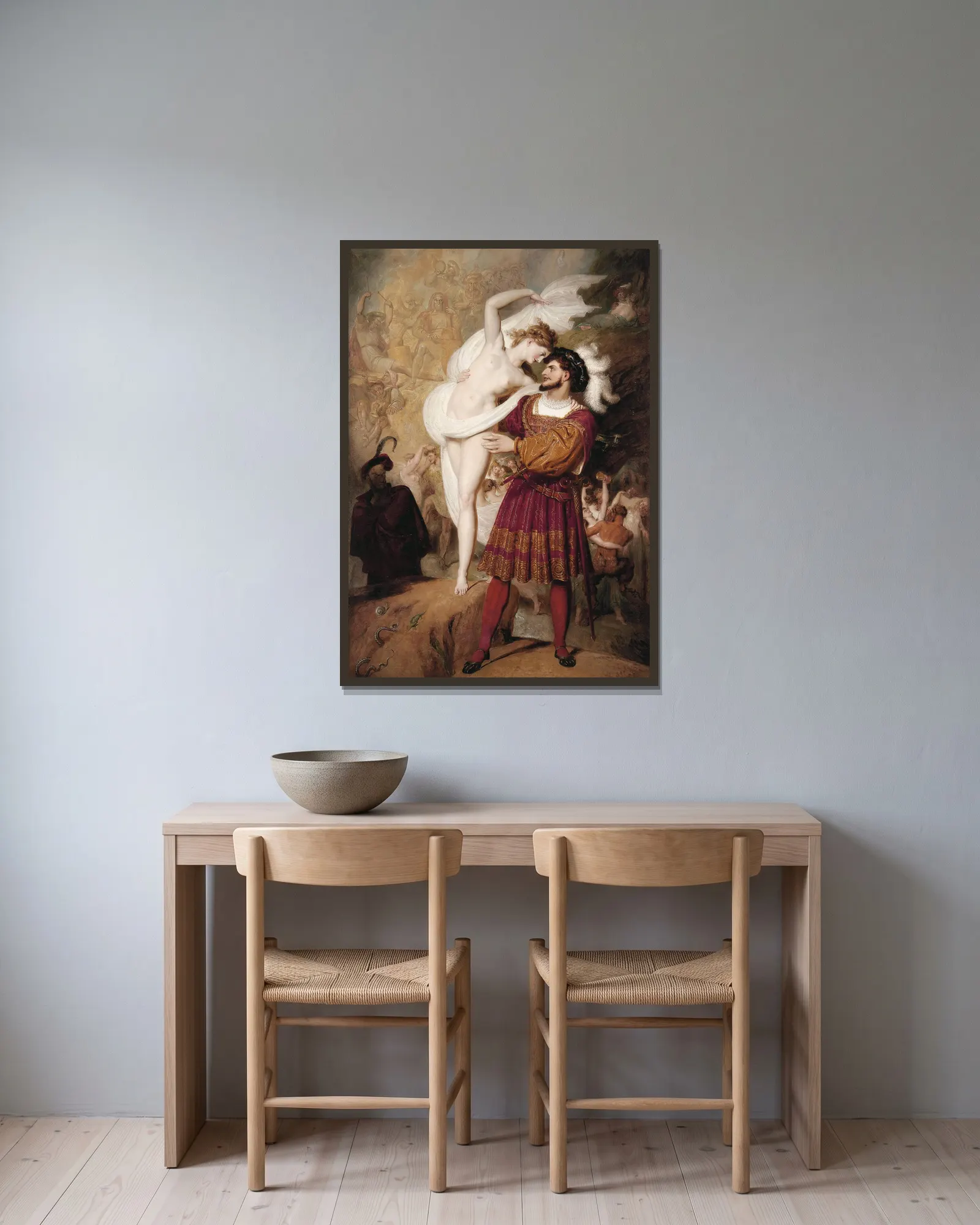 Faust And Lilith av Richard Westall inramad på en vägg