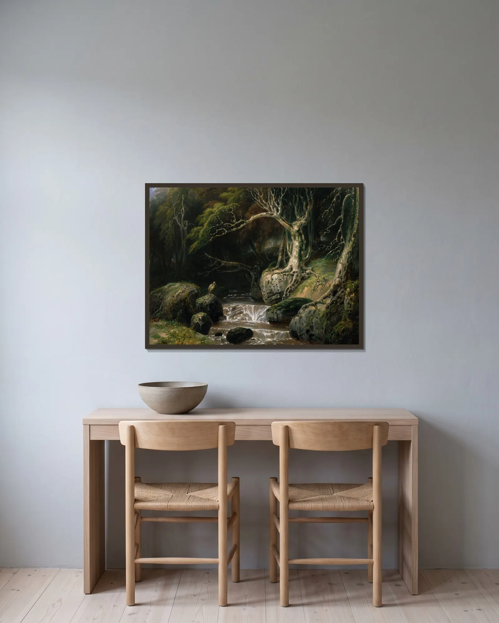 Landscape solitude av Richard Westall inramad på en vägg