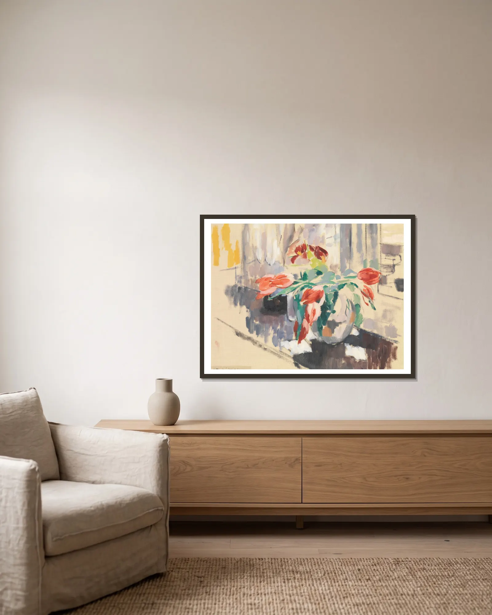 Tulips av Rik Wouters inramad på en vägg