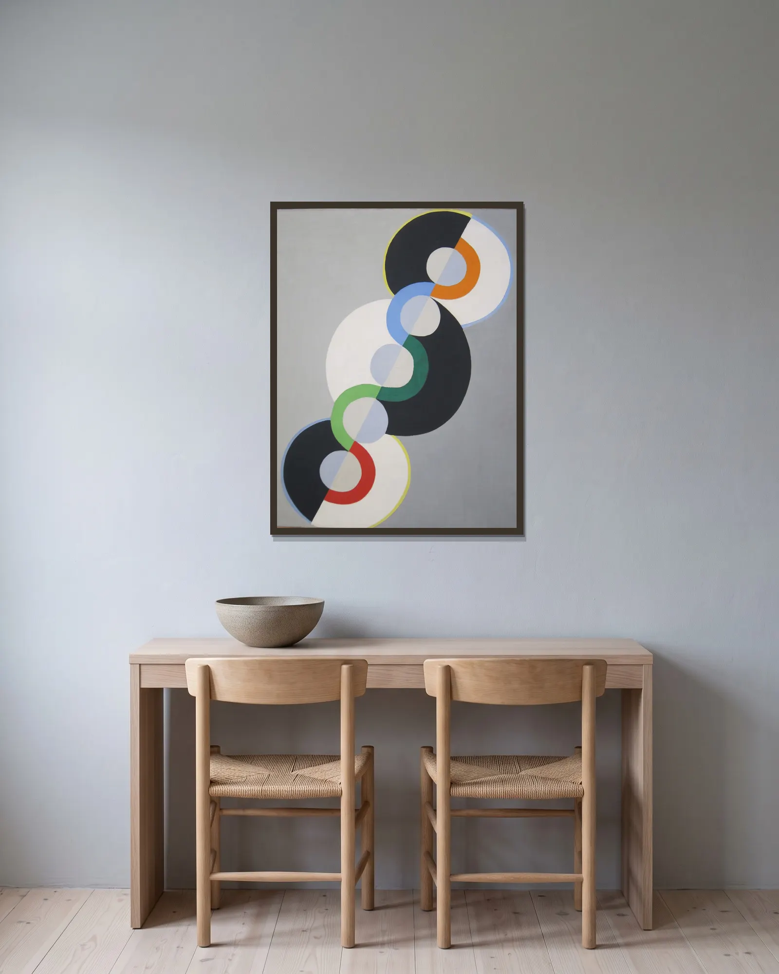 Endless_Rhythm av Robert Delaunay inramad på en vägg