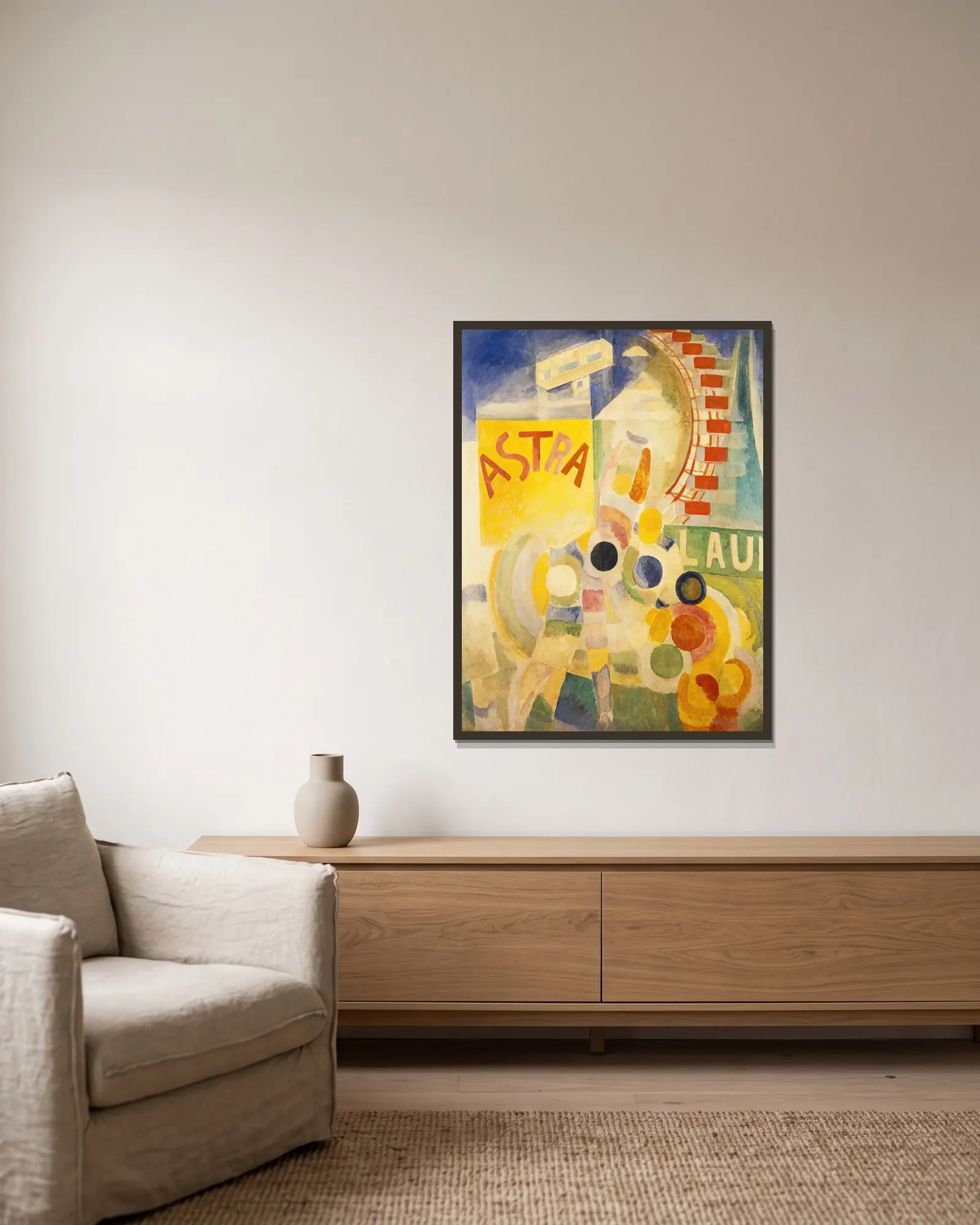 L’Équipe de Cardiff av Robert Delaunay inramad på en vägg