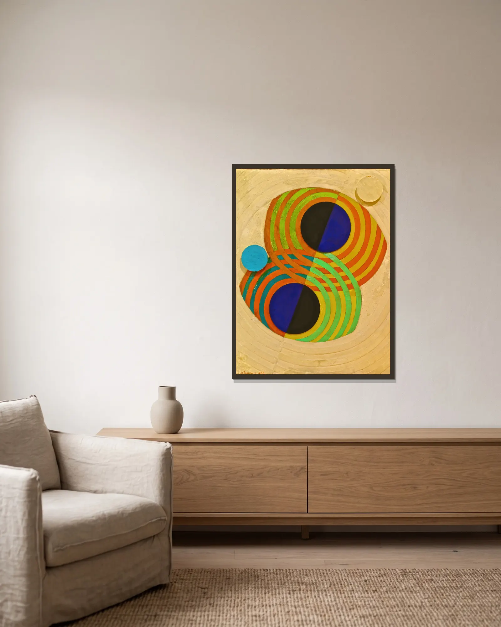 Relief; Rhythms av Robert Delaunay inramad på en vägg