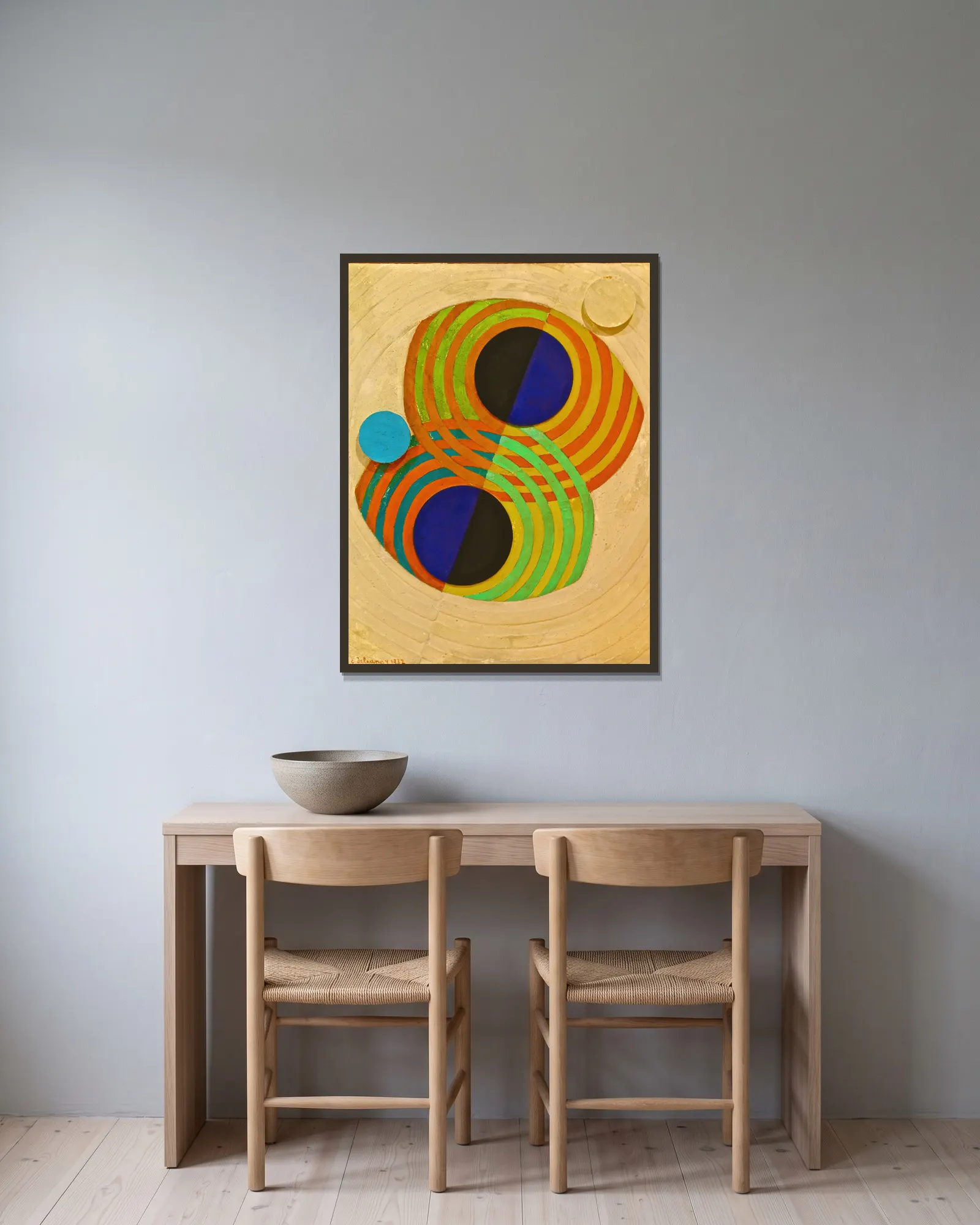 Relief; Rhythms av Robert Delaunay inramad på en vägg