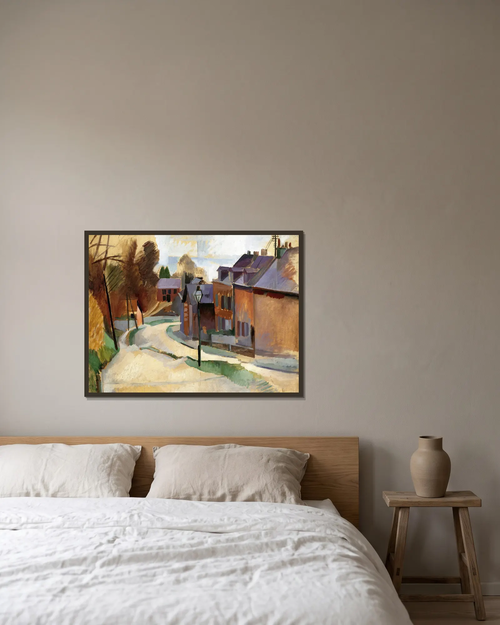 Route De Laon av Robert Delaunay inramad på en vägg