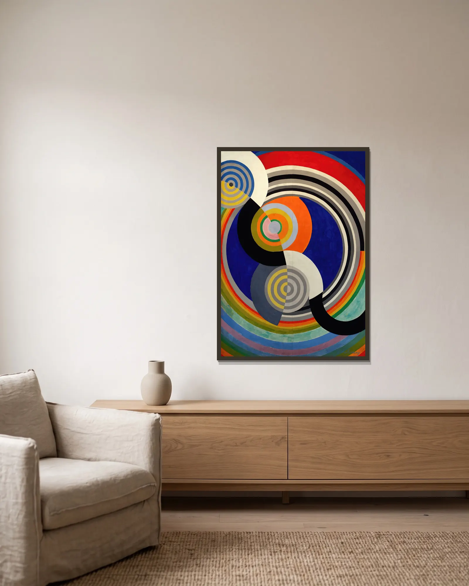 Rythme n°2 av Robert Delaunay inramad på en vägg