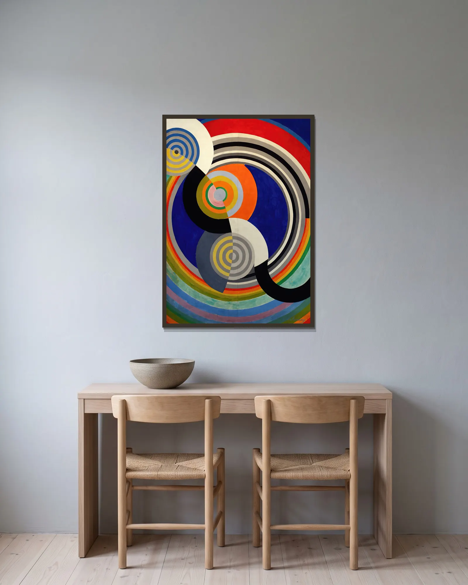 Rythme n°2 av Robert Delaunay inramad på en vägg