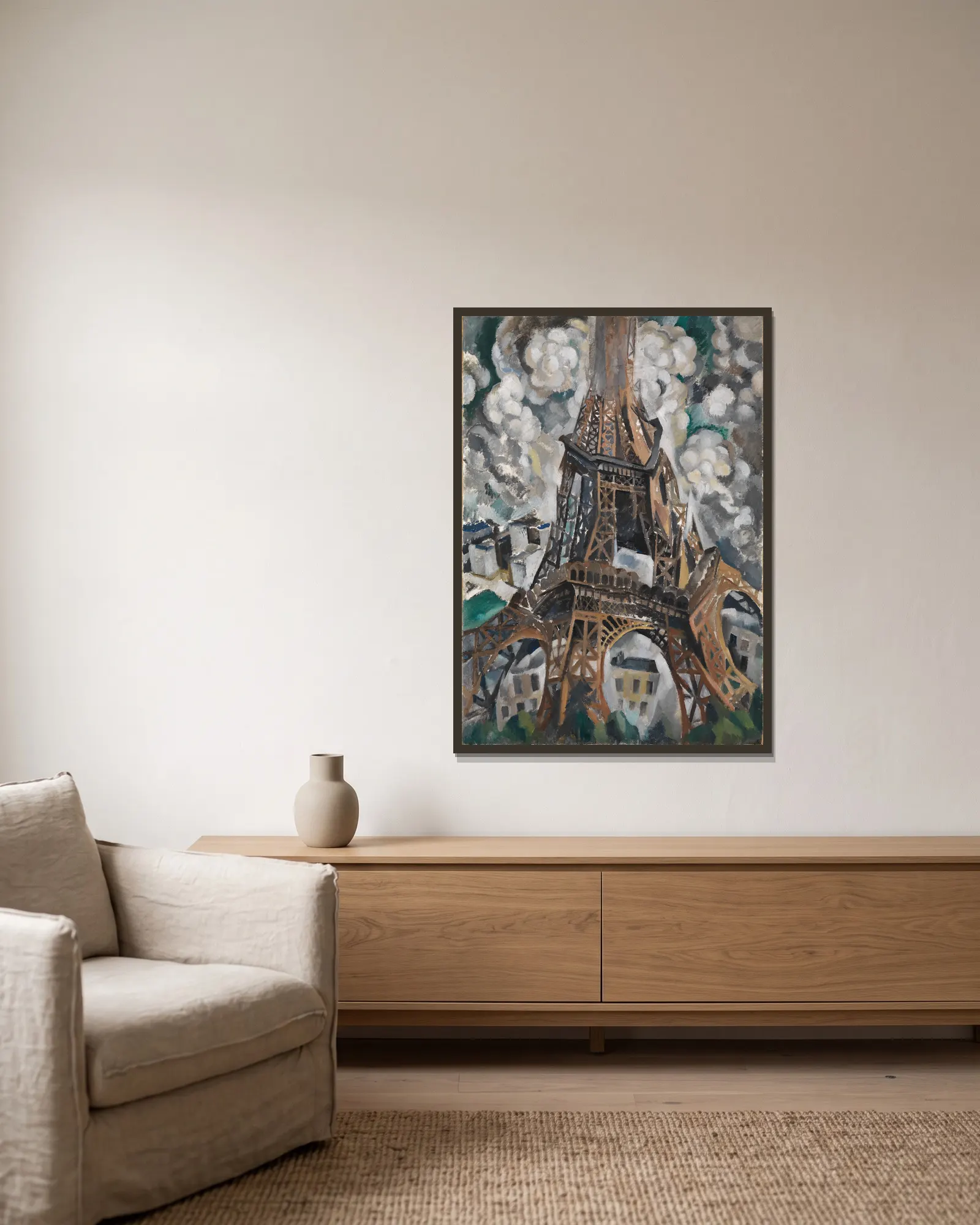 The Eiffel Tower av Robert Delaunay inramad på en vägg