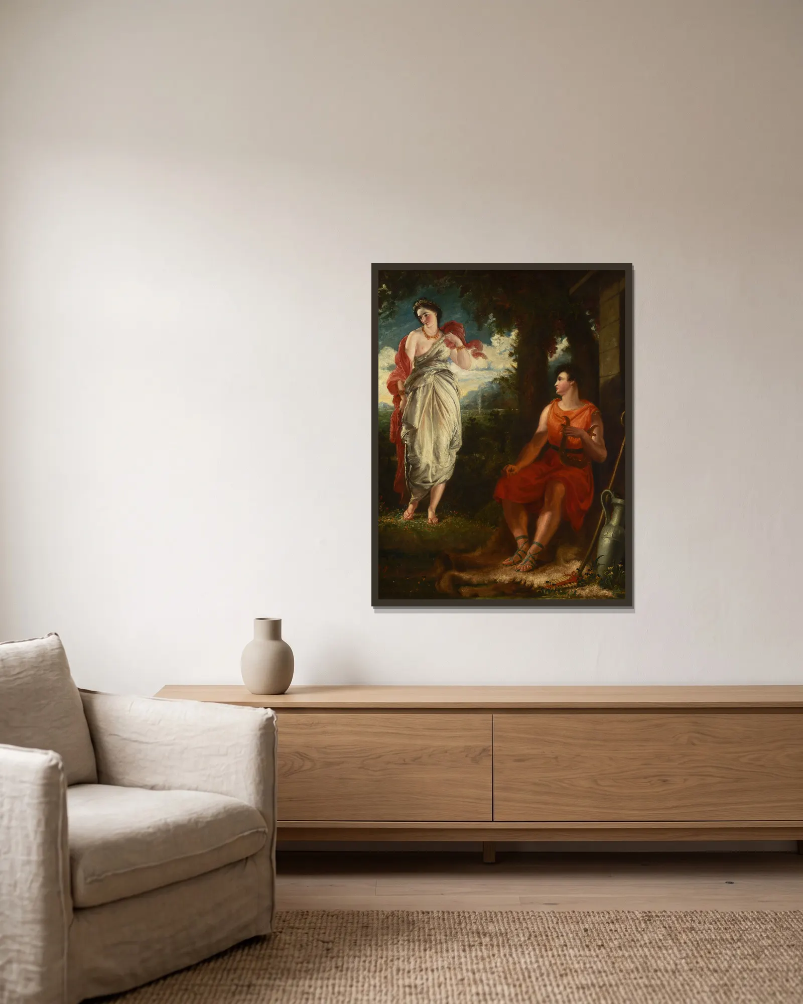 Venus and Anchises av Benjamin Robert Haydon inramad på en vägg
