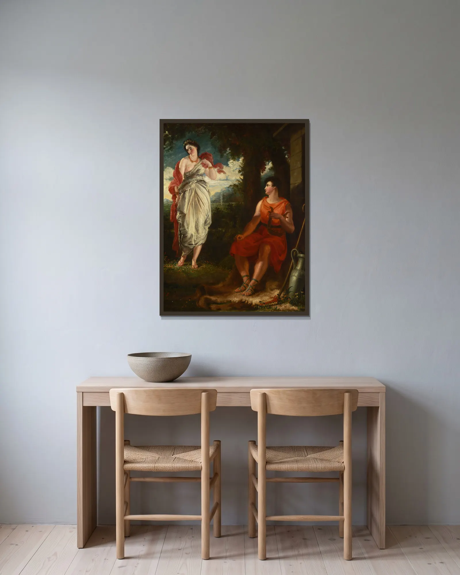 Venus and Anchises av Benjamin Robert Haydon inramad på en vägg
