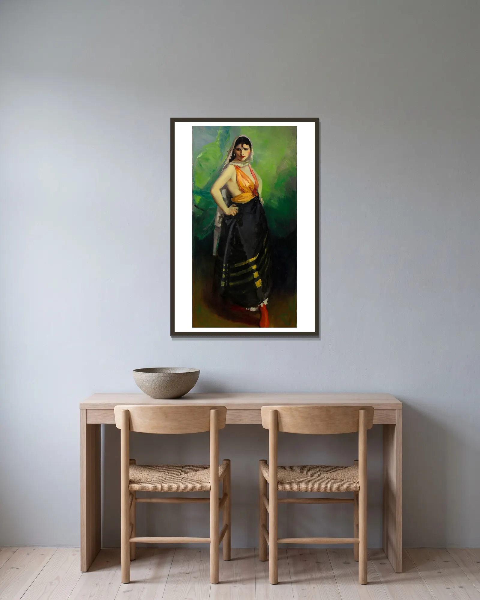 Betalo Rubino, Dramatic Dancer av Robert Henri inramad på en vägg