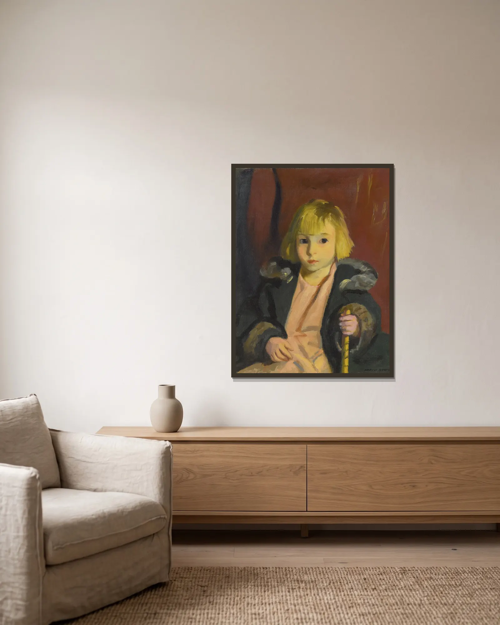 Carl (Karl Schleicher) av Robert Henri inramad på en vägg