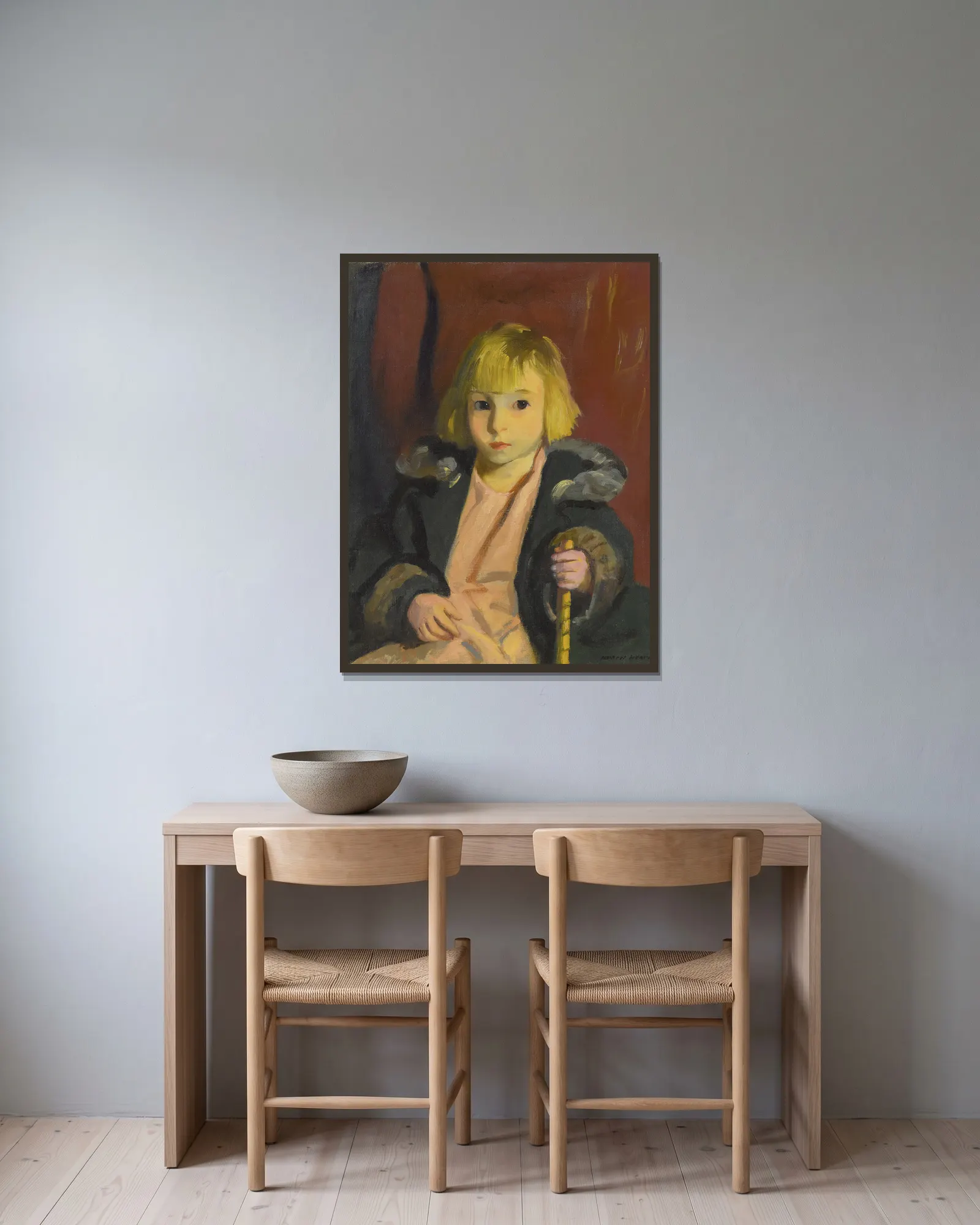 Carl (Karl Schleicher) av Robert Henri inramad på en vägg
