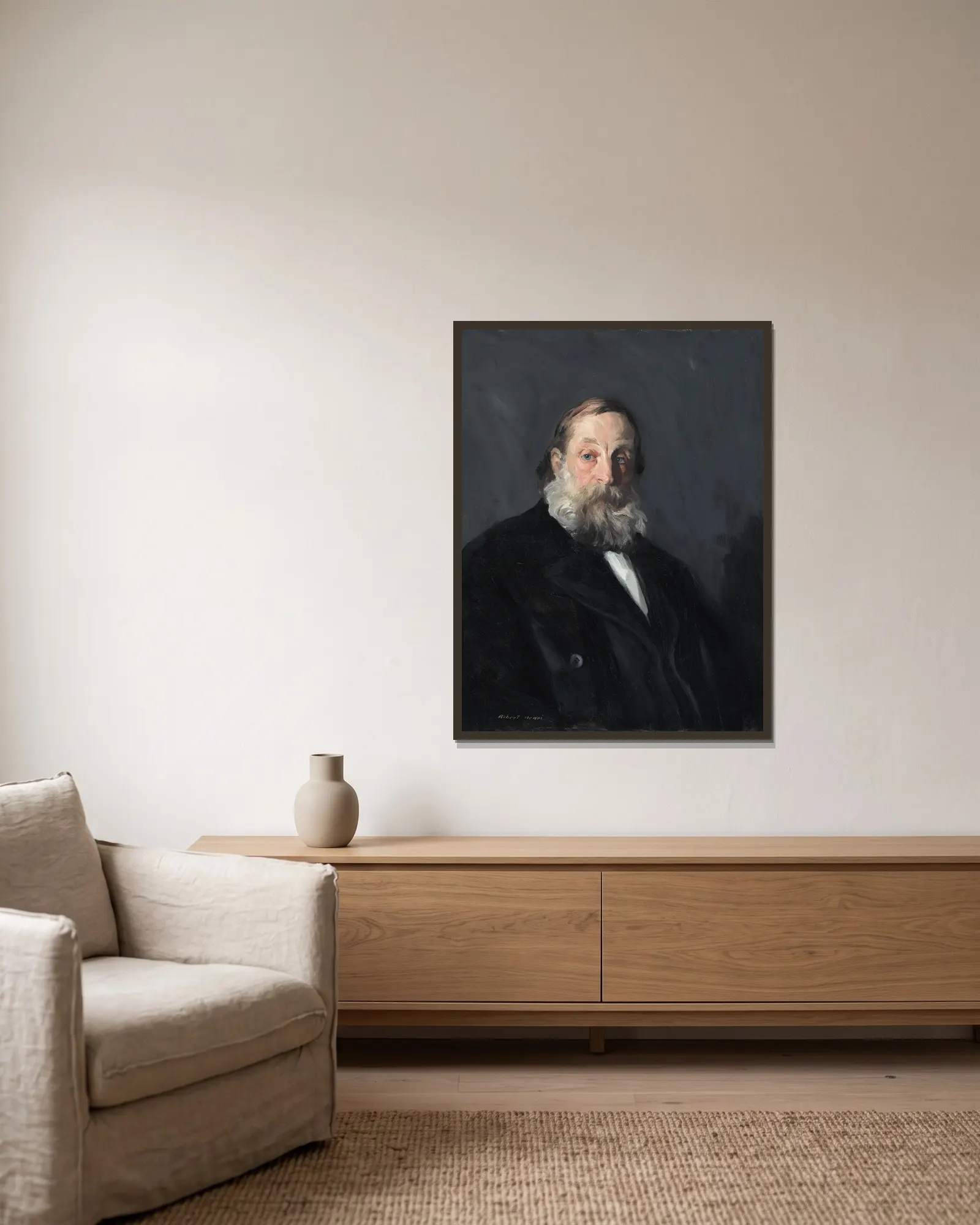 George Cotton Smith av Robert Henri inramad på en vägg
