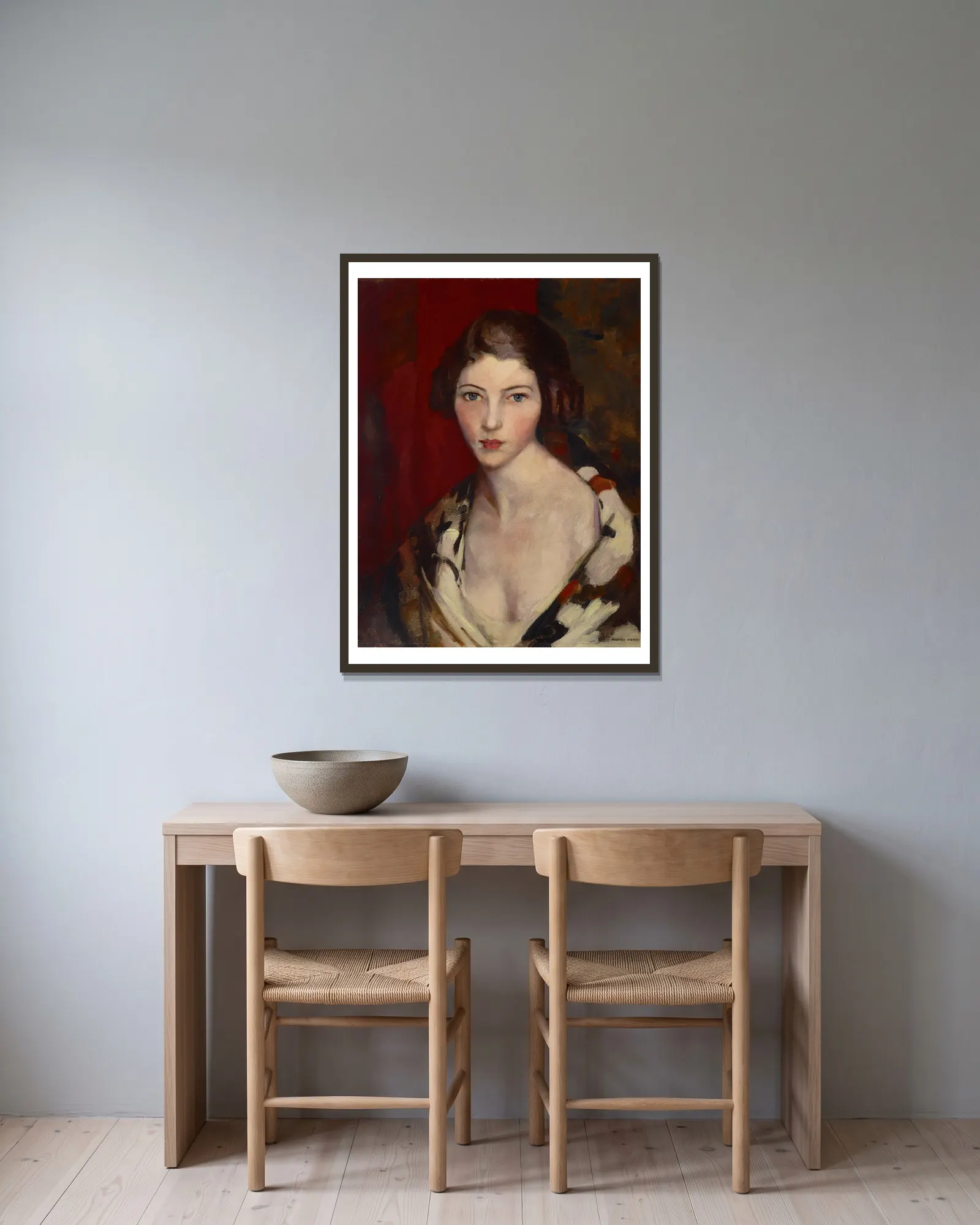 Helen av Robert Henri inramad på en vägg
