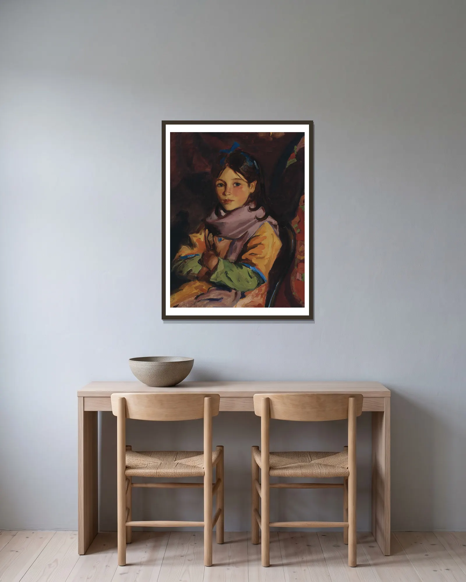 Mary Agnes av Robert Henri inramad på en vägg