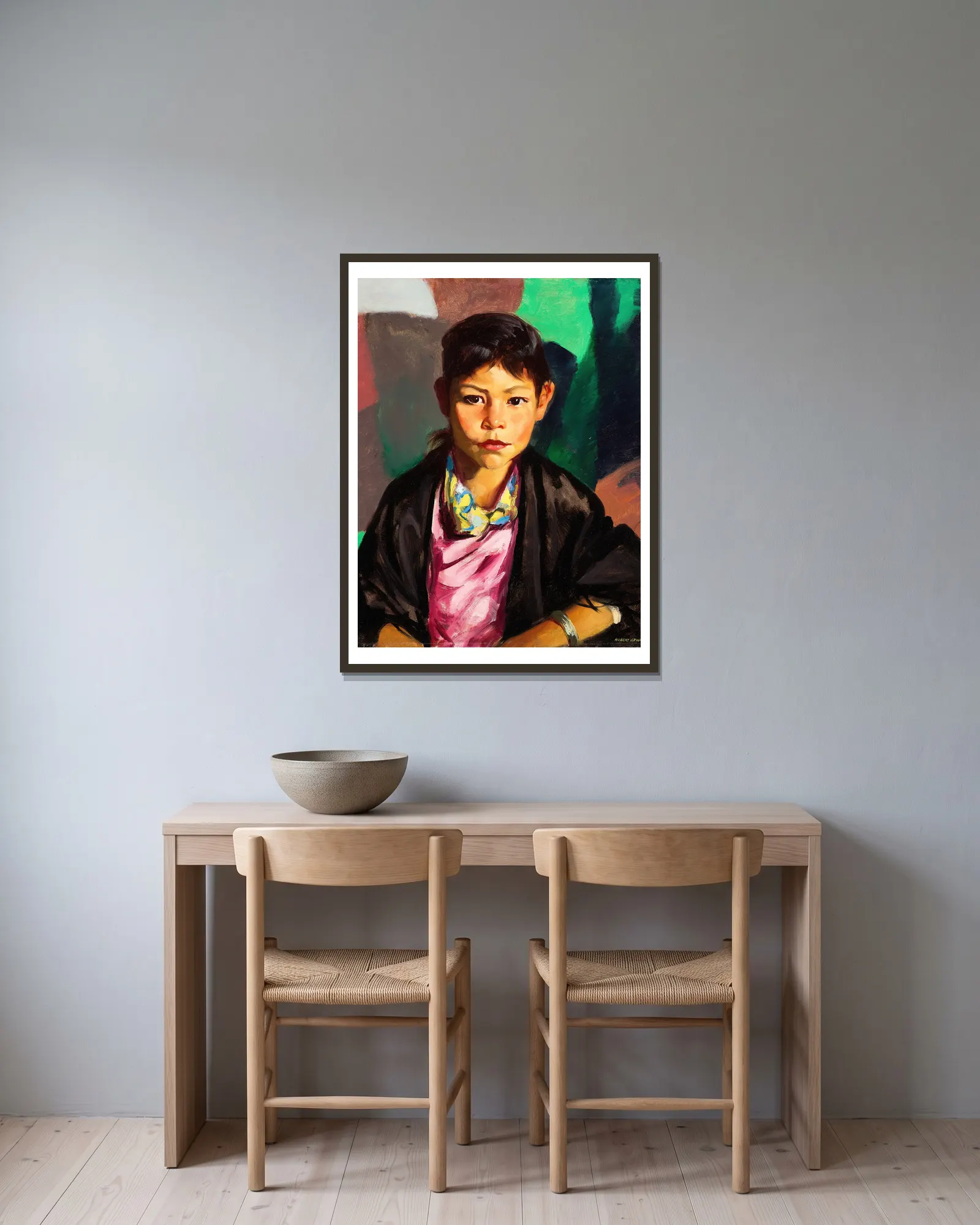 Pepita av Robert Henri inramad på en vägg