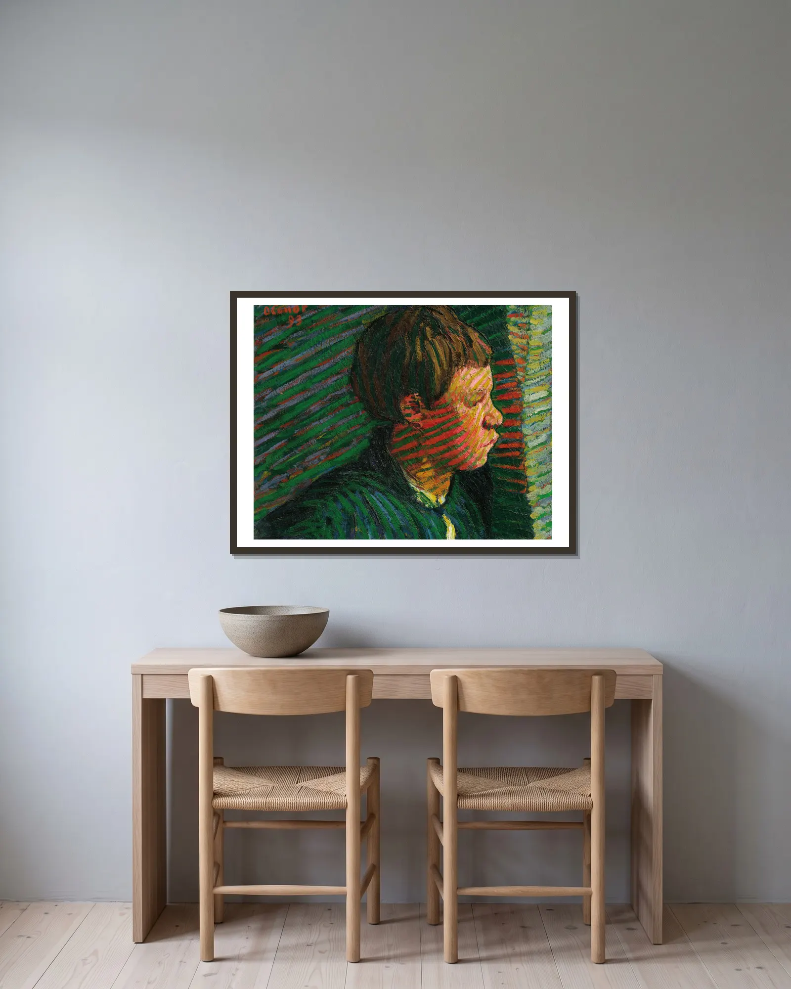 Breton Boy in Profile av Roderic O'Conor inramad på en vägg