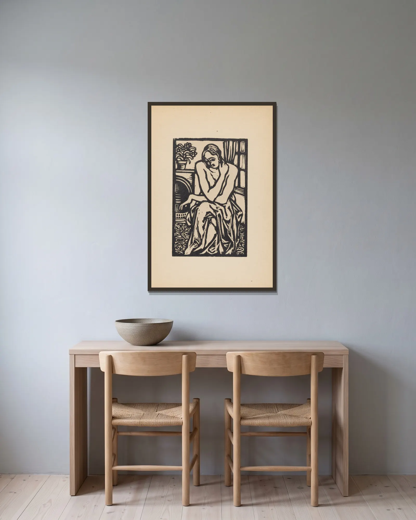 Interior av Roger Fry inramad på en vägg