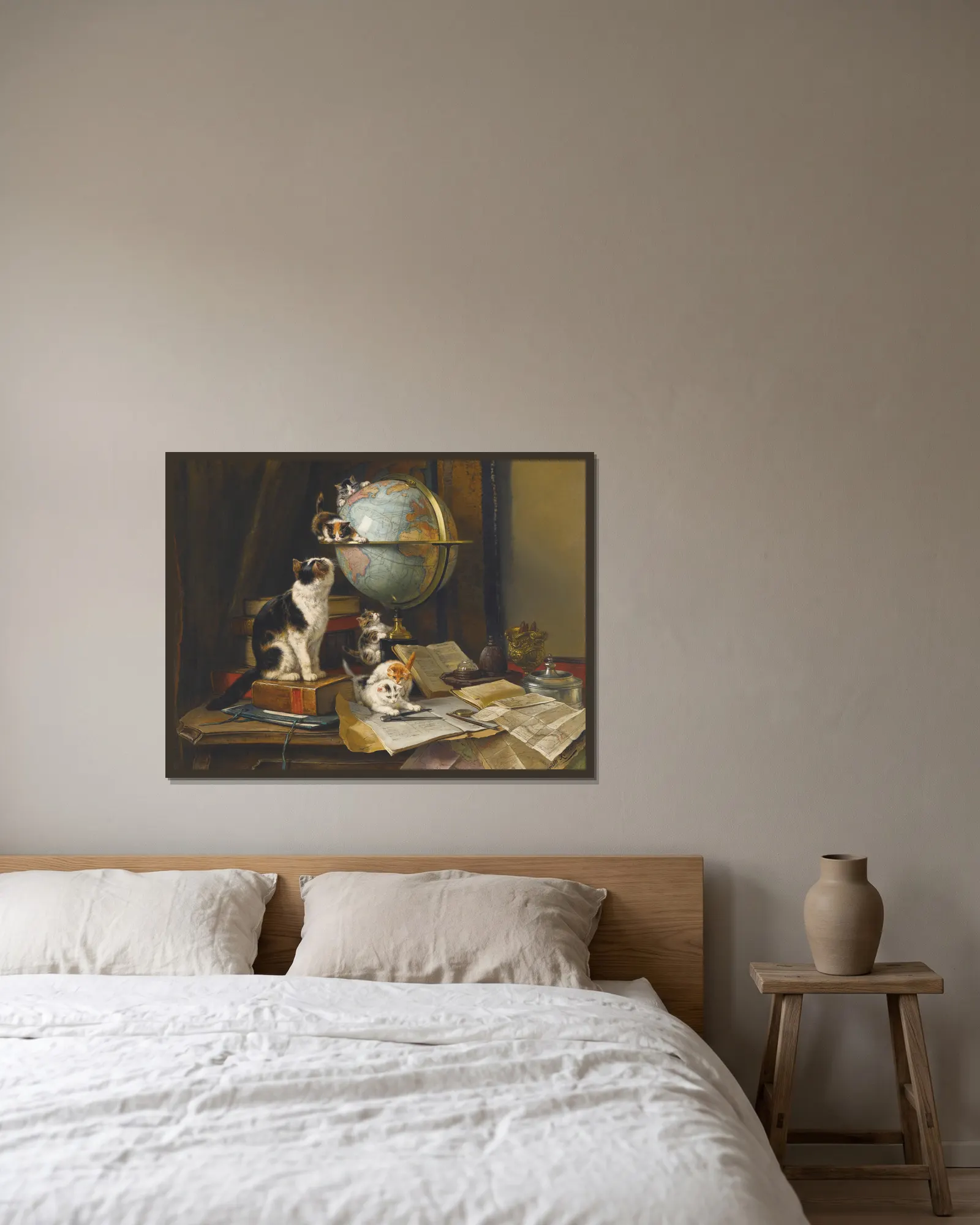 The Globetrotters av Henriëtte Ronner-Knip inramad på en vägg