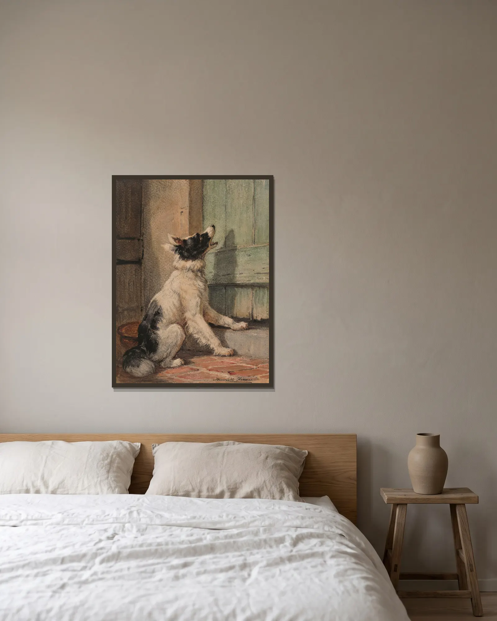 Waiting av Henriëtte Ronner-Knip inramad på en vägg