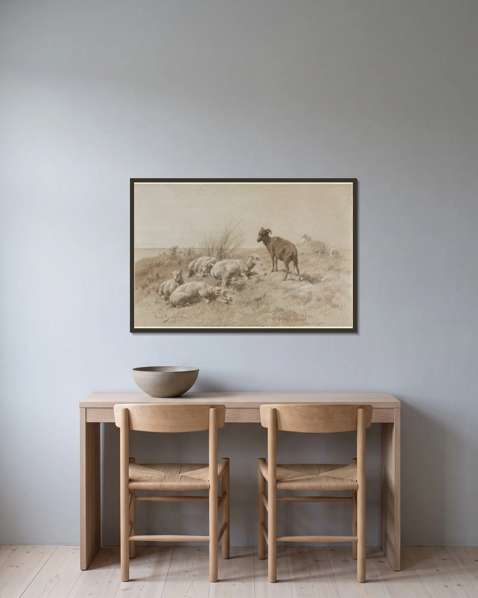 Sheep av Rosa Bonheur inramad på en vägg
