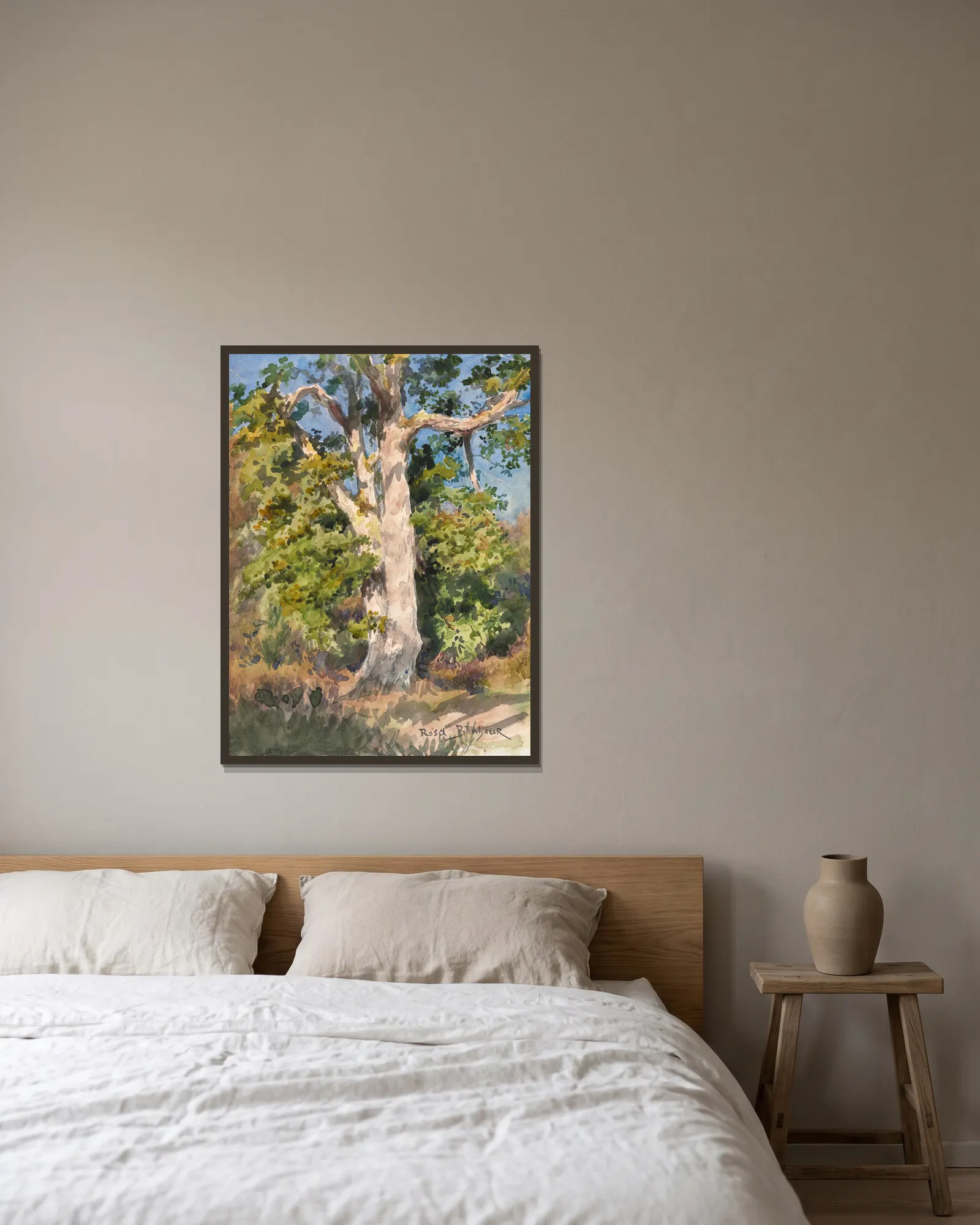 Tree Study av Rosa Bonheur inramad på en vägg