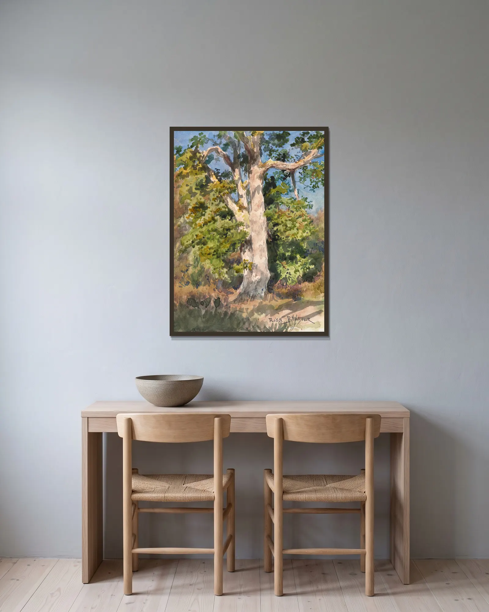 Tree Study av Rosa Bonheur inramad på en vägg
