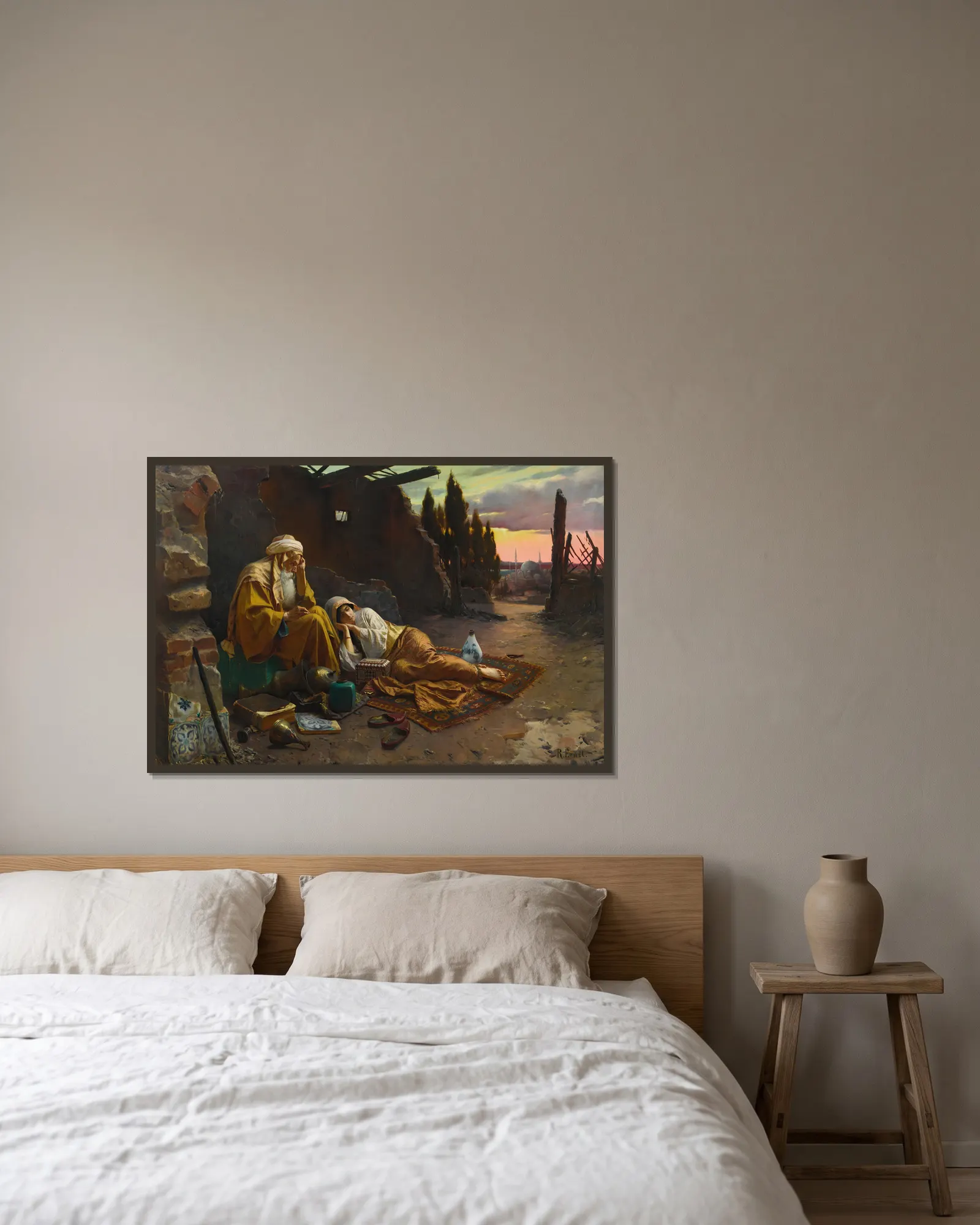 A New Dawn av Rudolf Ernst inramad på en vägg