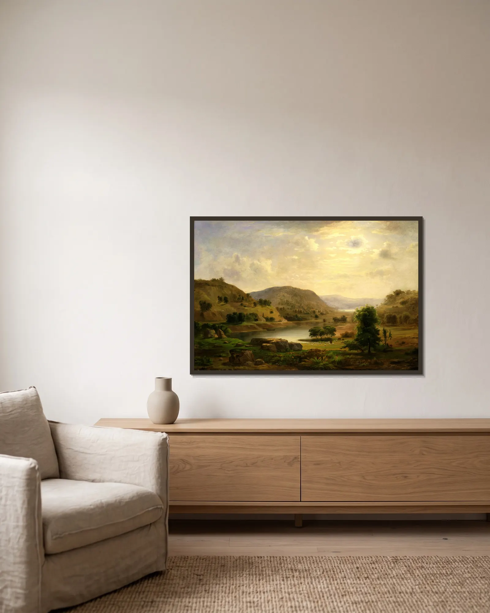 Valley Pasture av Robert S. Duncanson inramad på en vägg