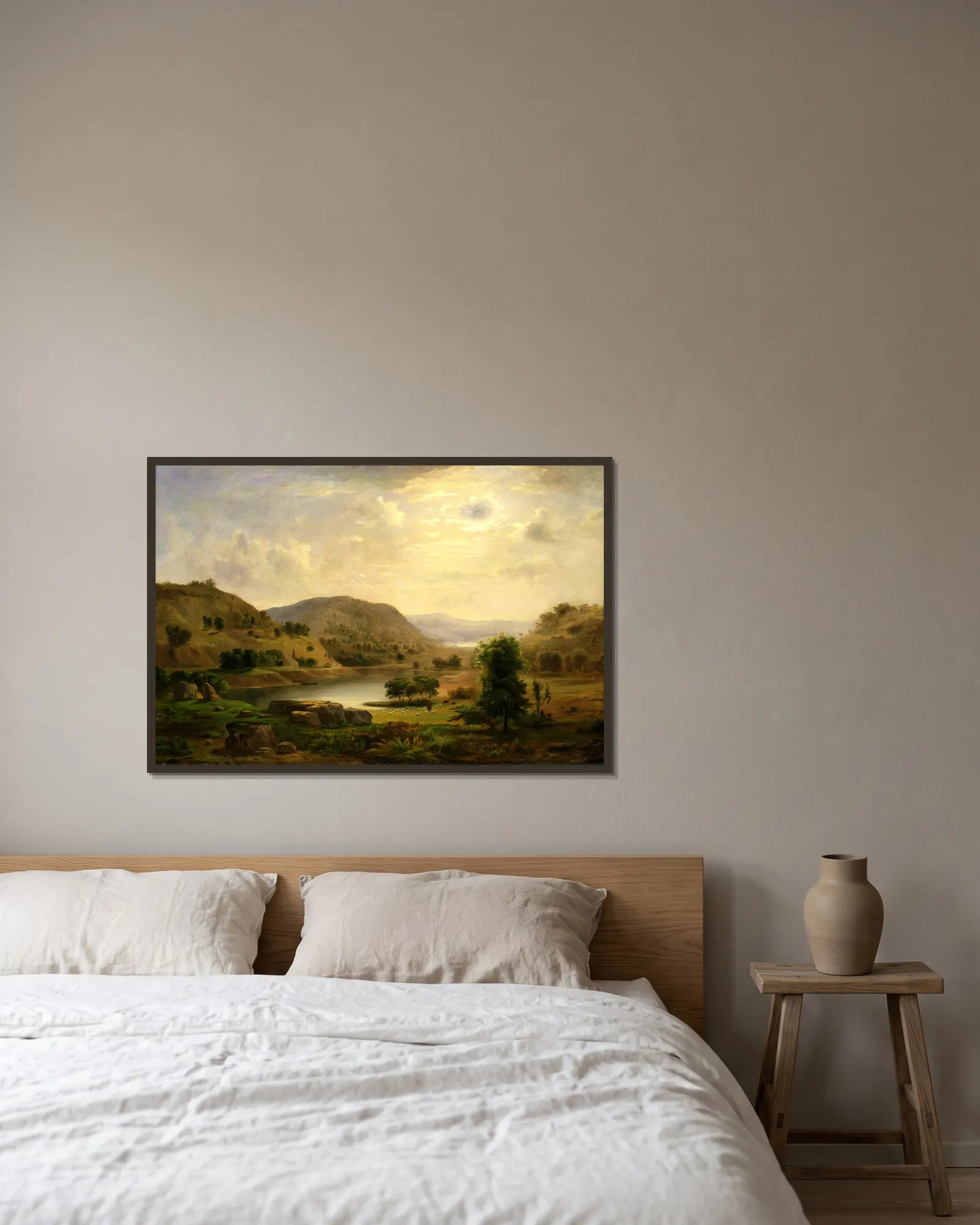 Valley Pasture av Robert S. Duncanson inramad på en vägg