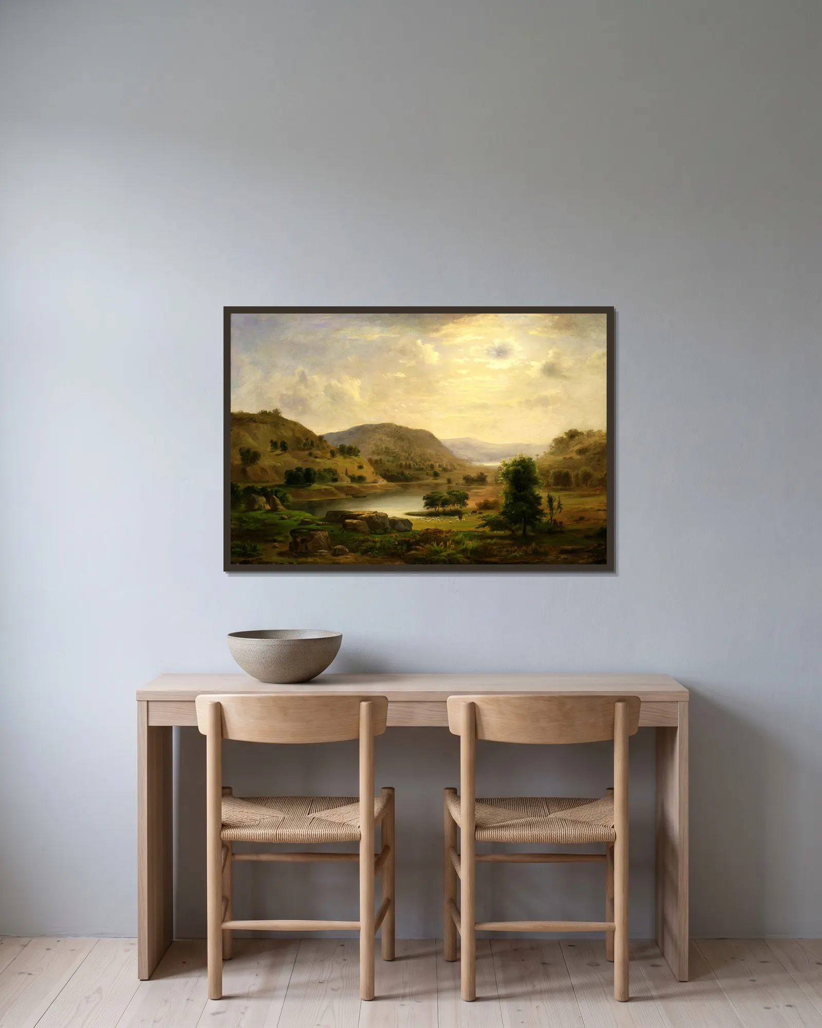 Valley Pasture av Robert S. Duncanson inramad på en vägg