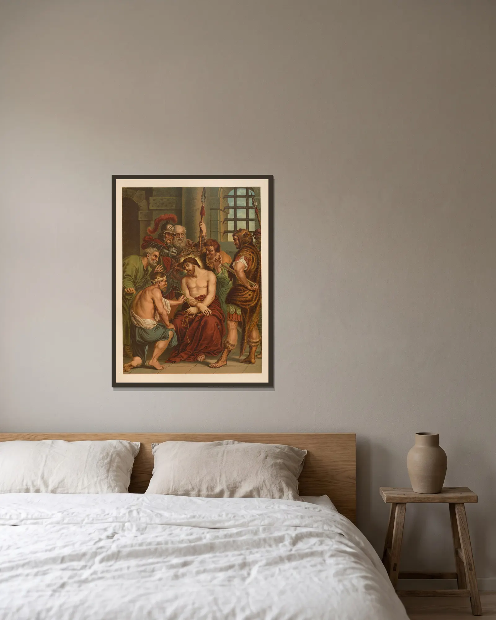 Christ the Lord mocked av Jan Ladislaw Sýkora inramad på en vägg