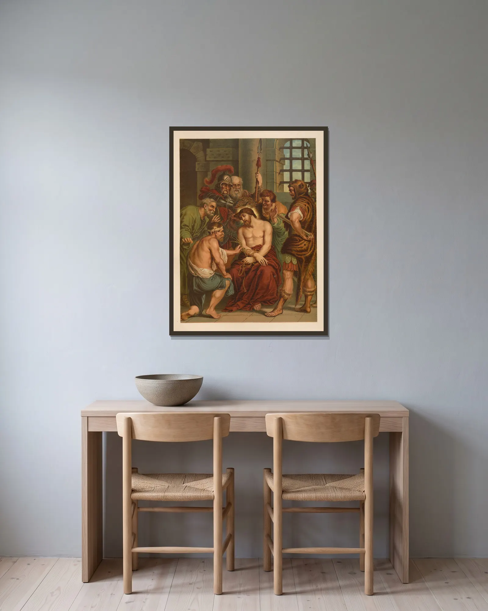 Christ the Lord mocked av Jan Ladislaw Sýkora inramad på en vägg