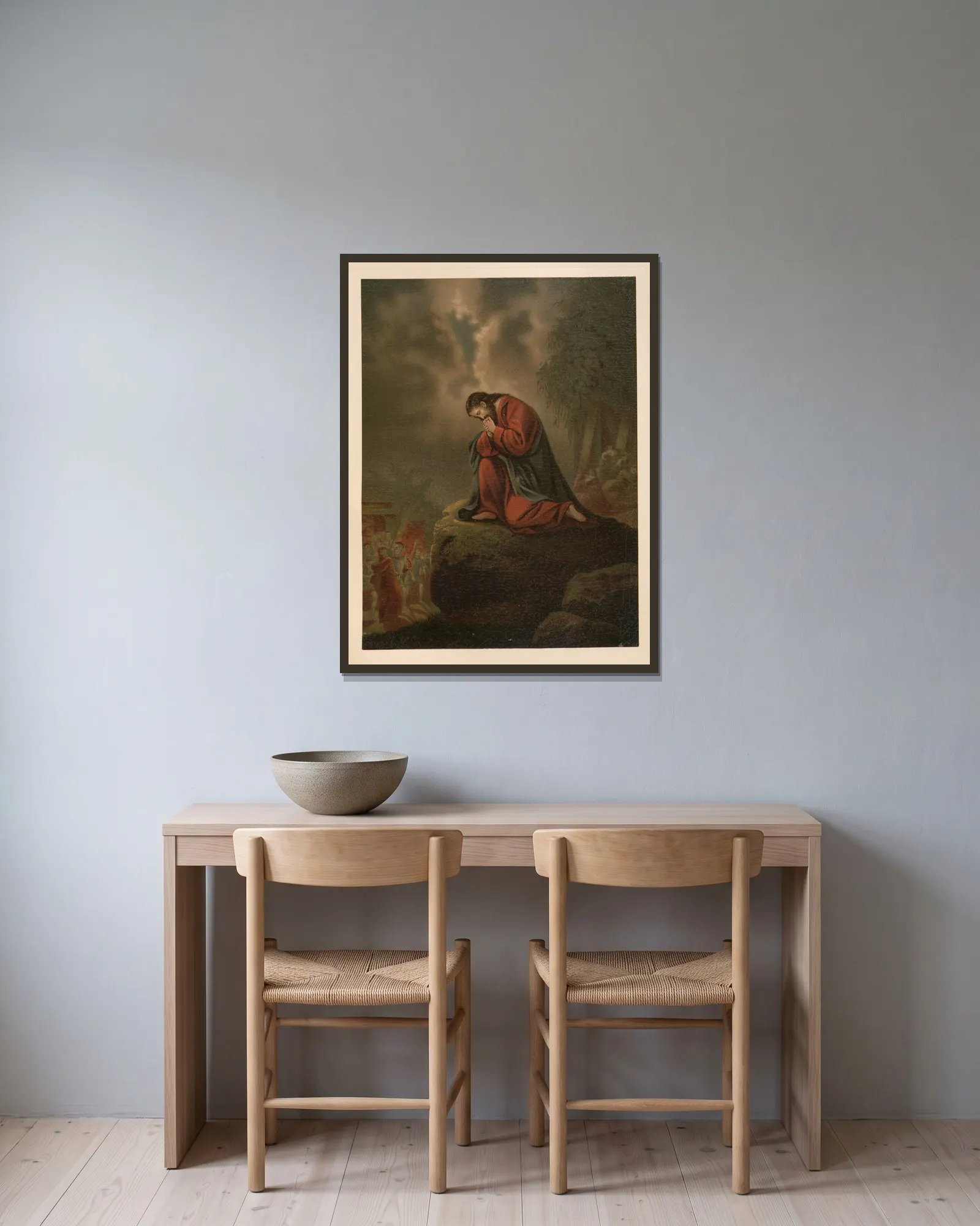 Gethsemane av Jan Ladislaw Sýkora inramad på en vägg