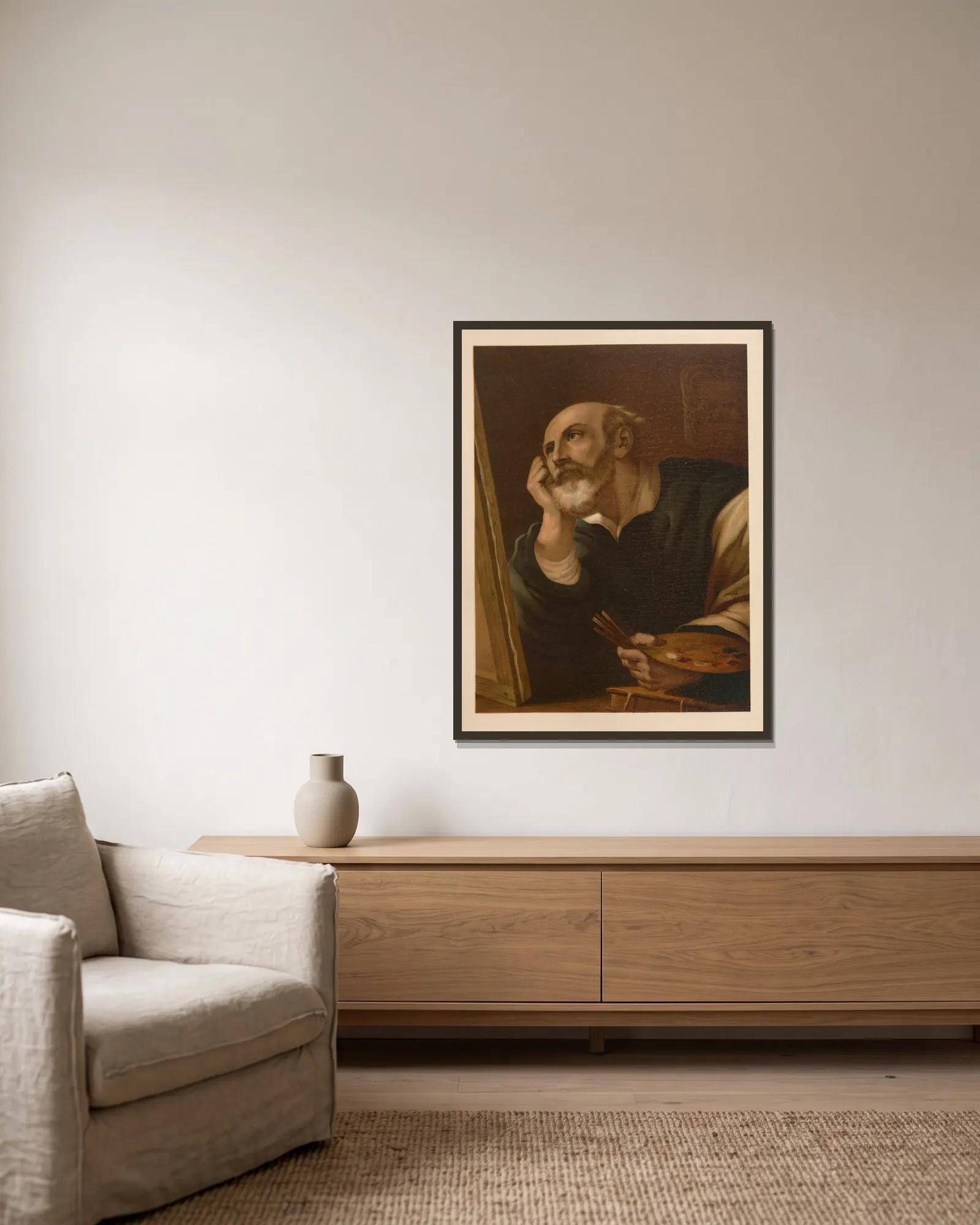 St. Luke the Evangelist av Jan Ladislaw Sýkora inramad på en vägg