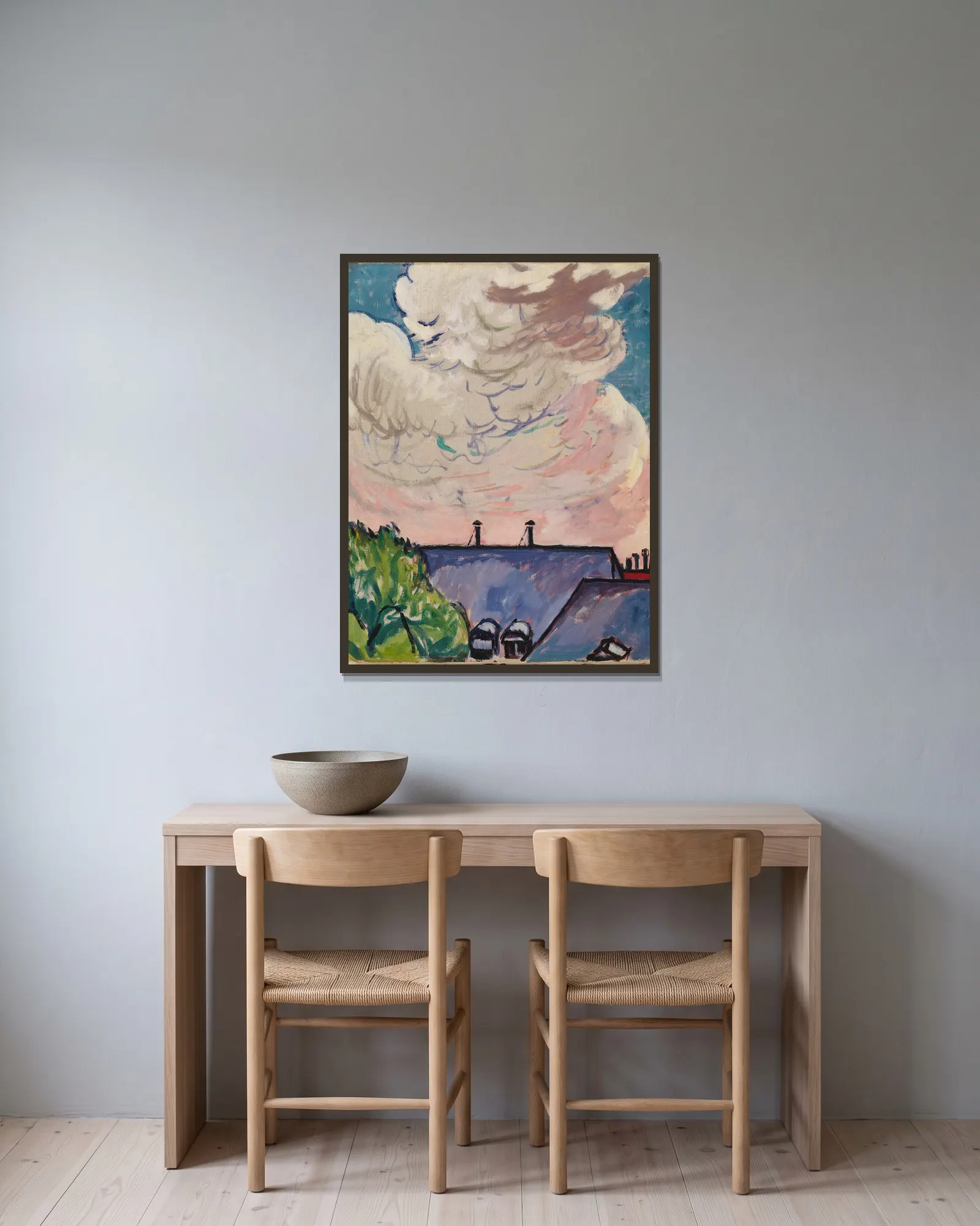 Clouds av Henry Lyman Saÿen inramad på en vägg