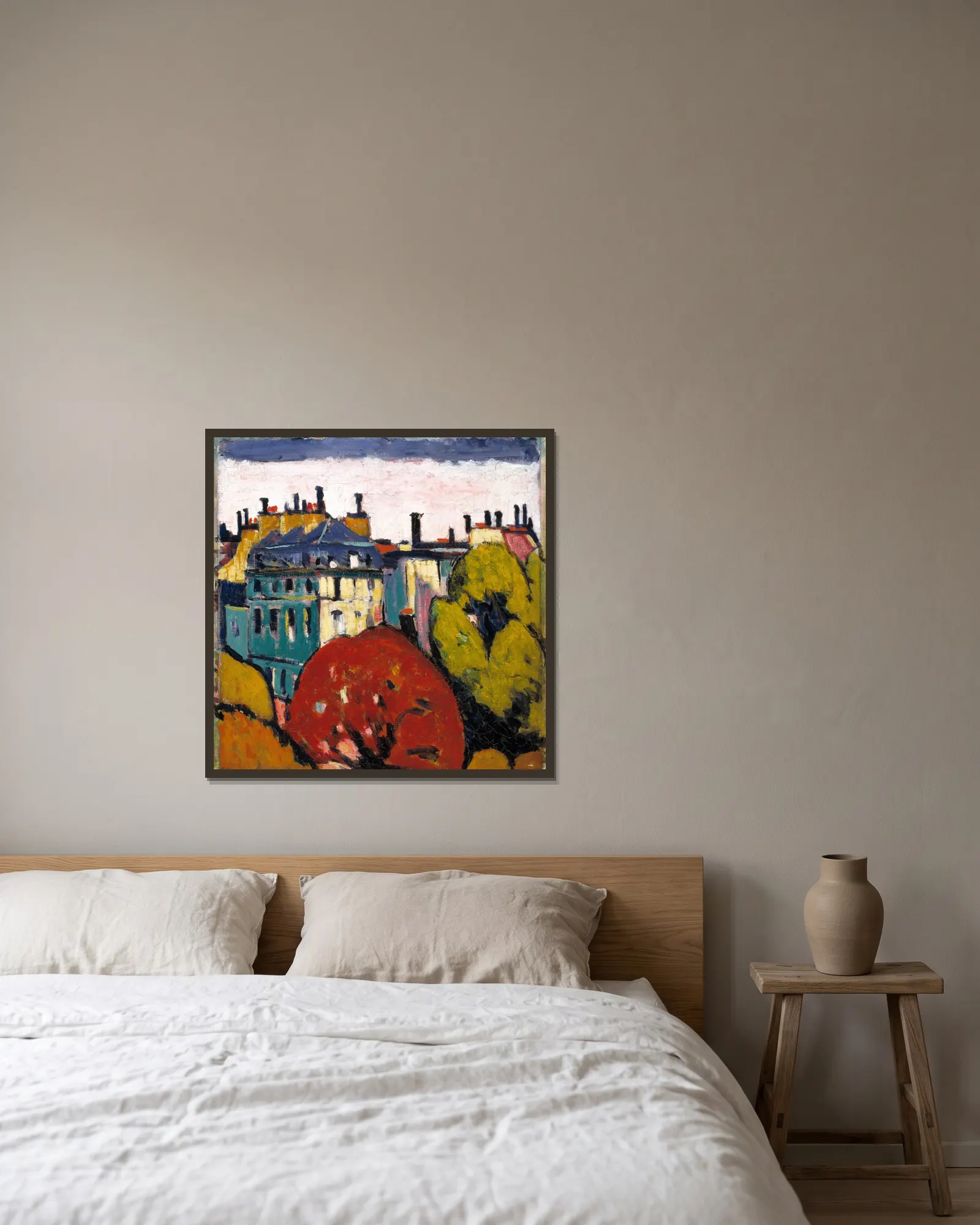 Landscape, Paris av Henry Lyman Saÿen inramad på en vägg