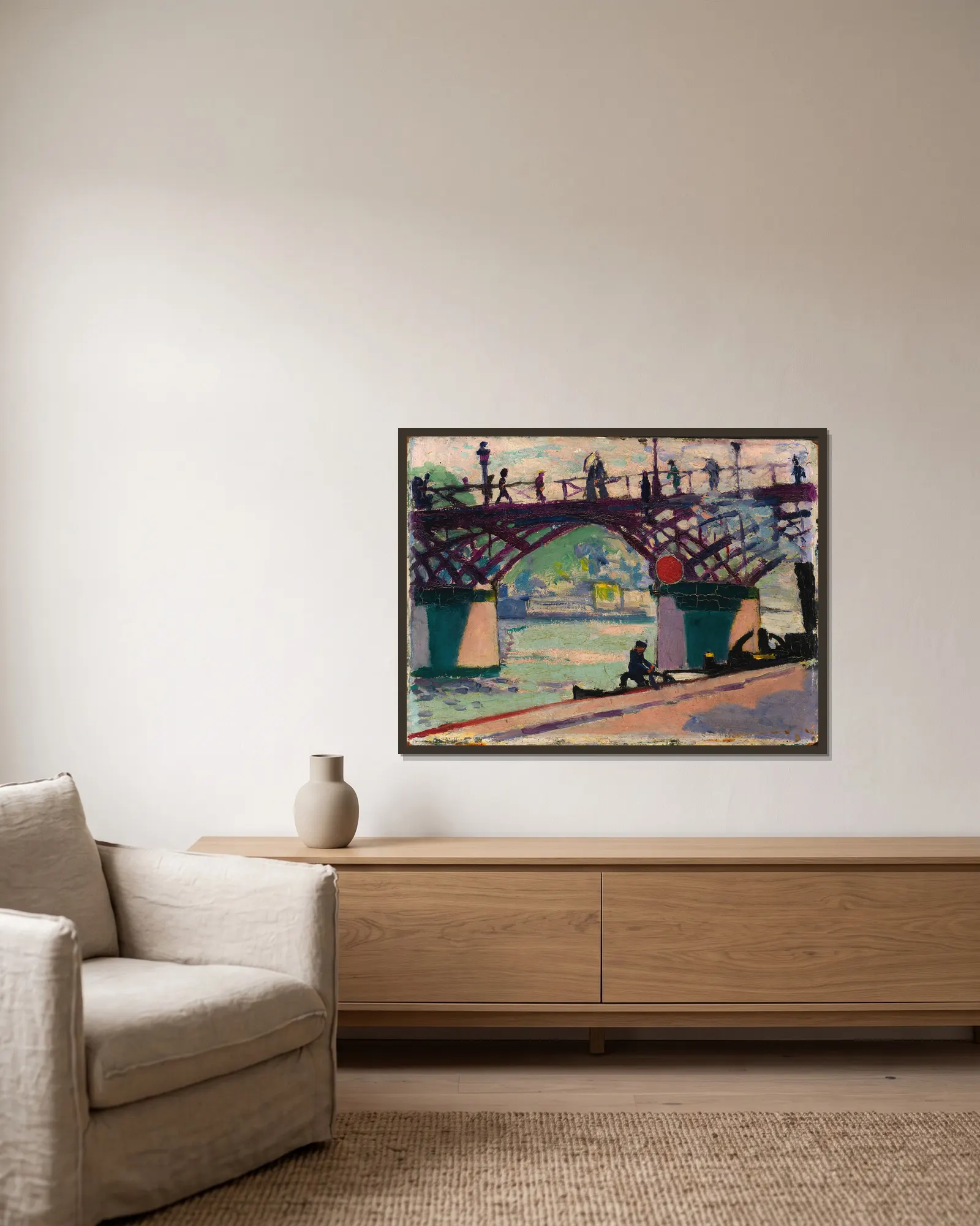 Pont Des Arts av Henry Lyman Saÿen inramad på en vägg