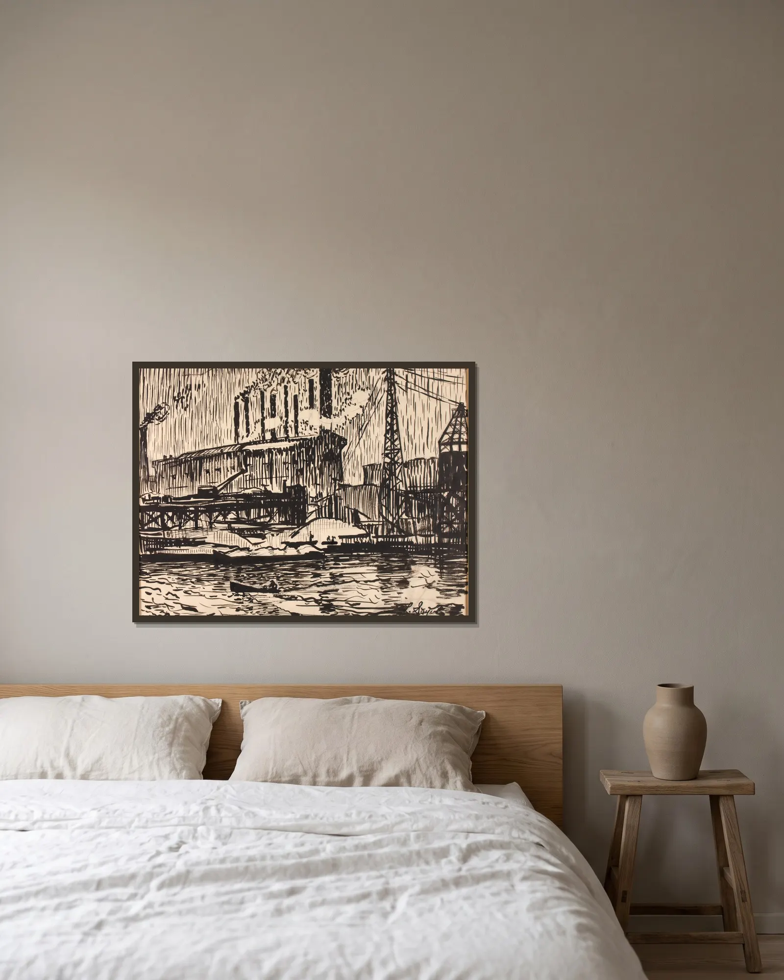 Schuylkill no. 5 av Henry Lyman Saÿen inramad på en vägg