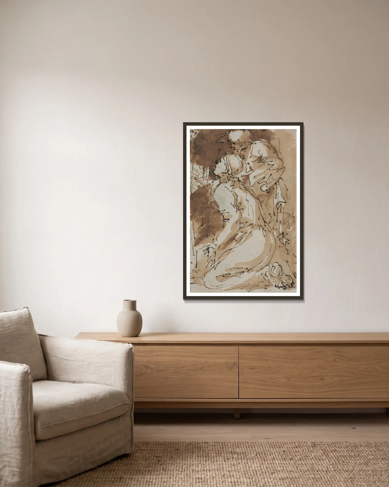 Figure Studies av Salvator Rosa inramad på en vägg