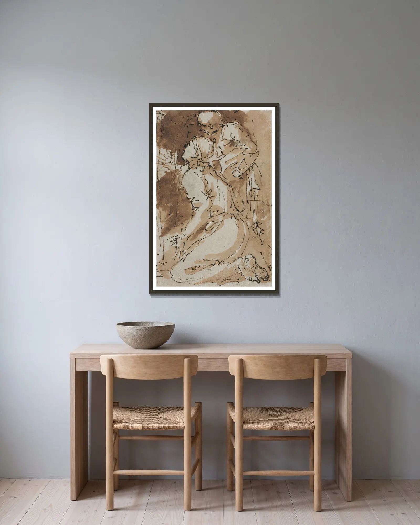 Figure Studies av Salvator Rosa inramad på en vägg