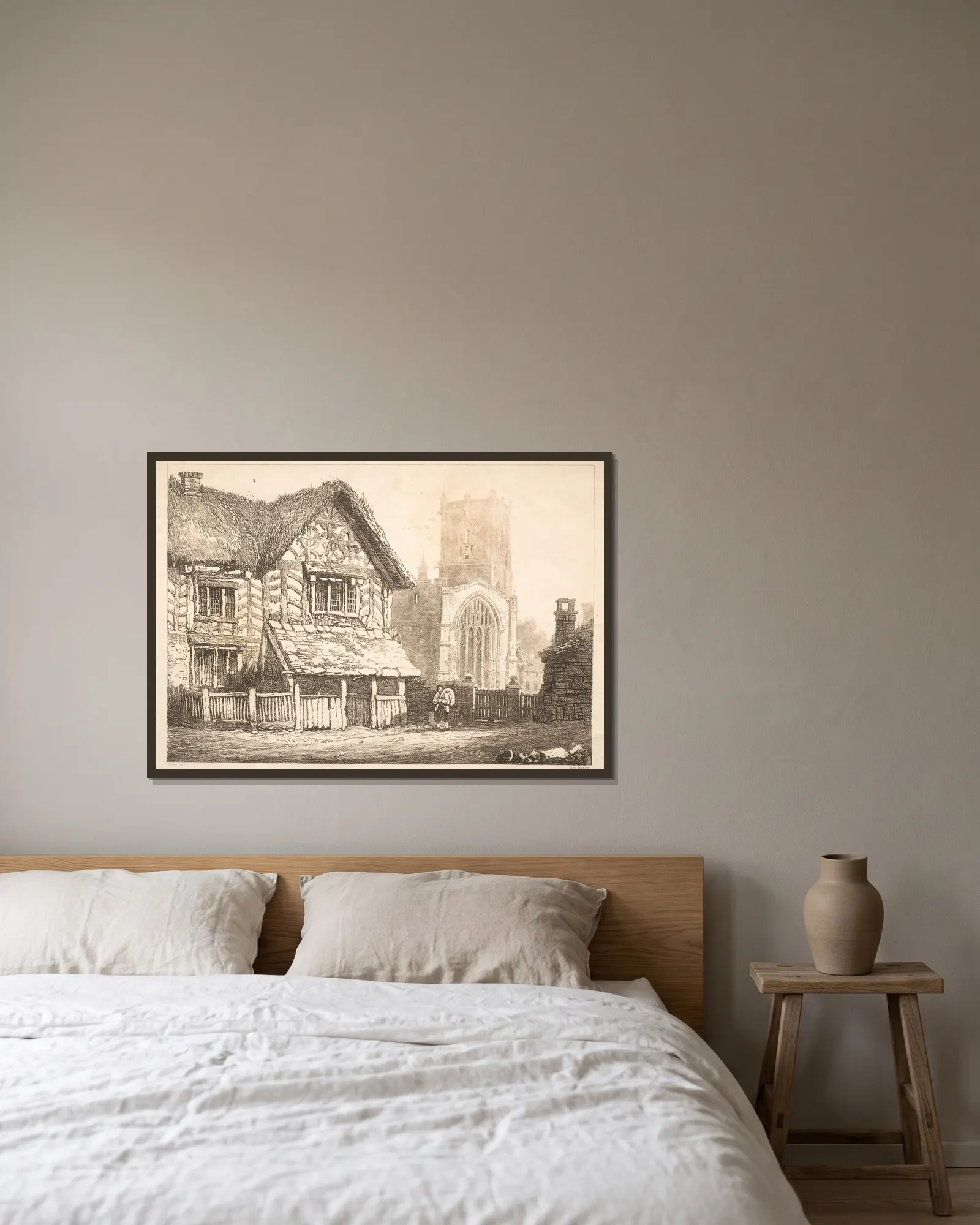Helmsley av Samuel Prout inramad på en vägg