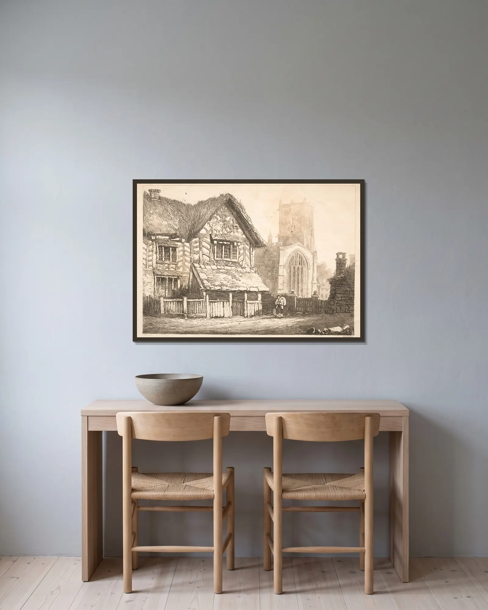 Helmsley av Samuel Prout inramad på en vägg