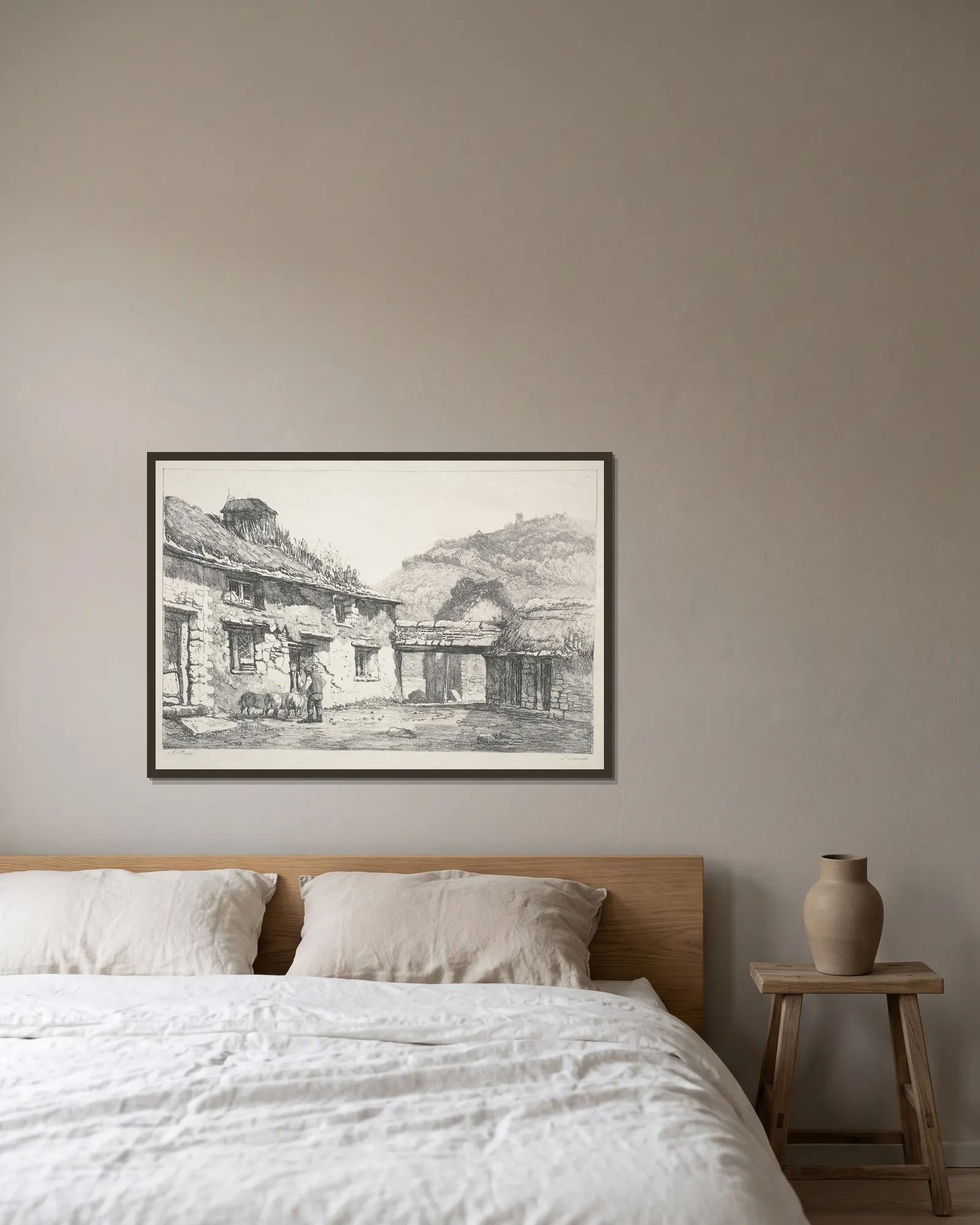Lynmouth av Samuel Prout inramad på en vägg