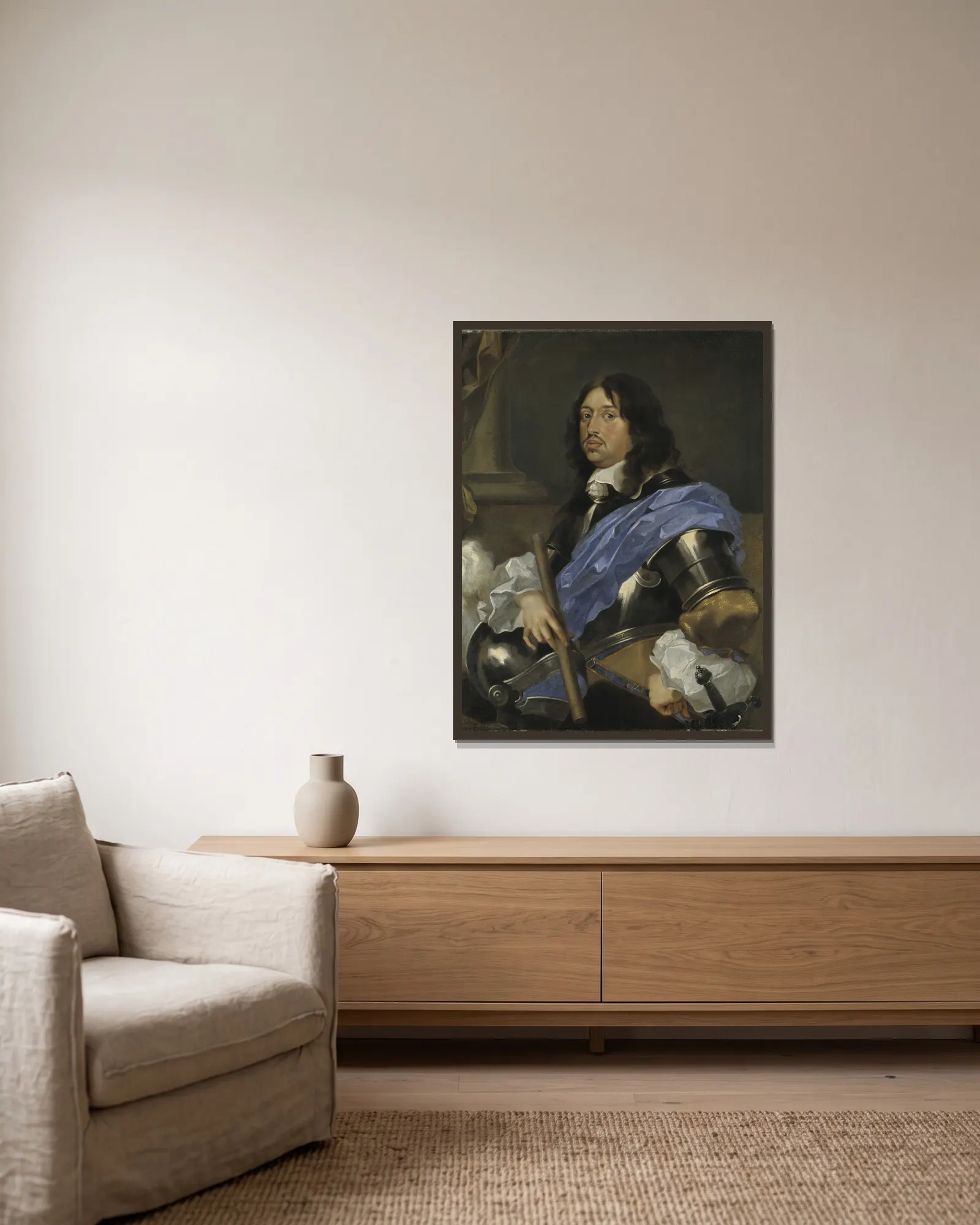 King Charles X Gustavus av Sébastien Bourdon inramad på en vägg