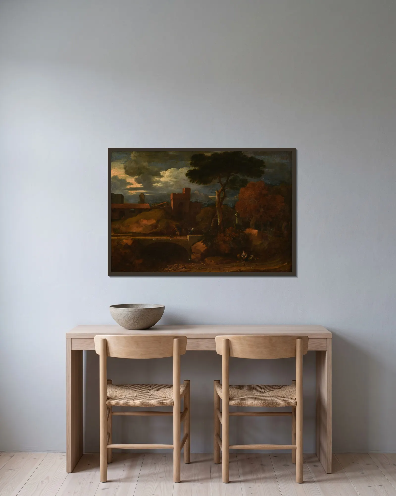 Paysage historique av Sébastien Bourdon inramad på en vägg